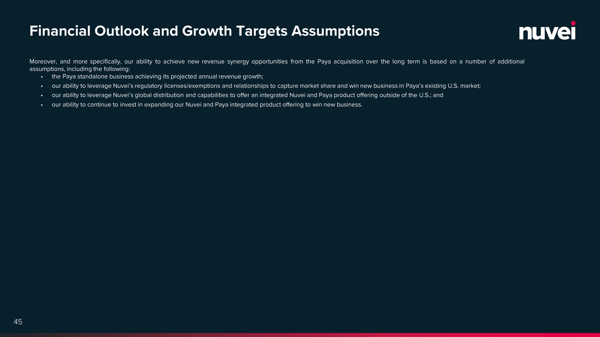 financial outlook and growth targets assumptions a | Nuvei