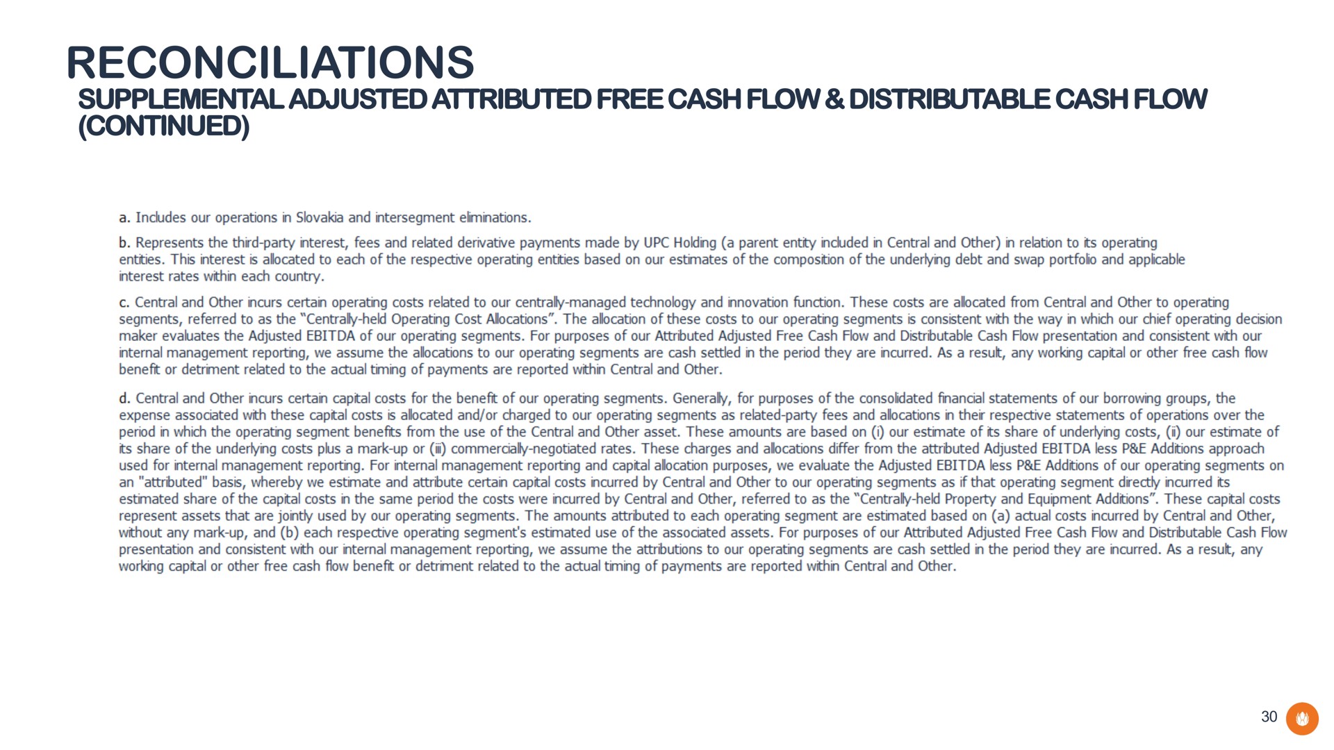 reconciliations supplemental adjusted attributed free cash flow distributable cash flow continued | Liberty Global