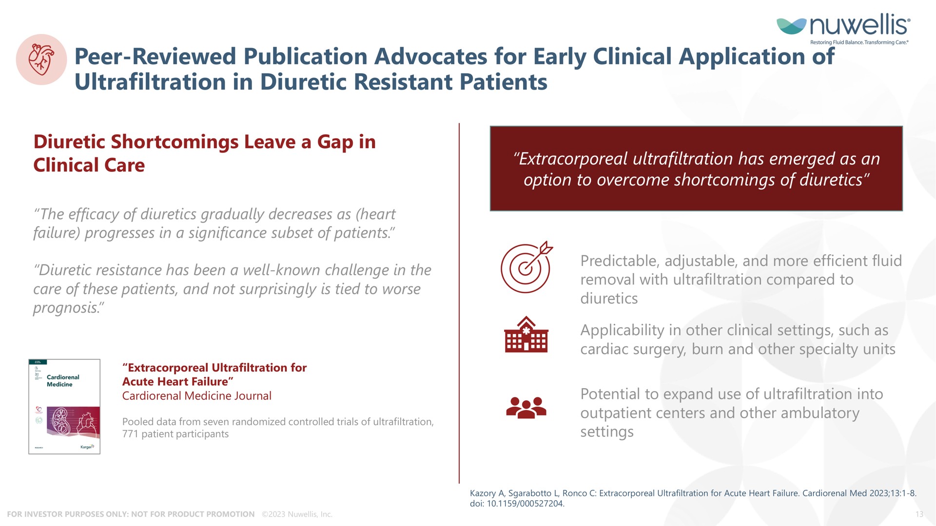 peer reviewed publication advocates for early clinical application of ultrafiltration in diuretic resistant patients shortcomings leave a gap care | Nuwellis