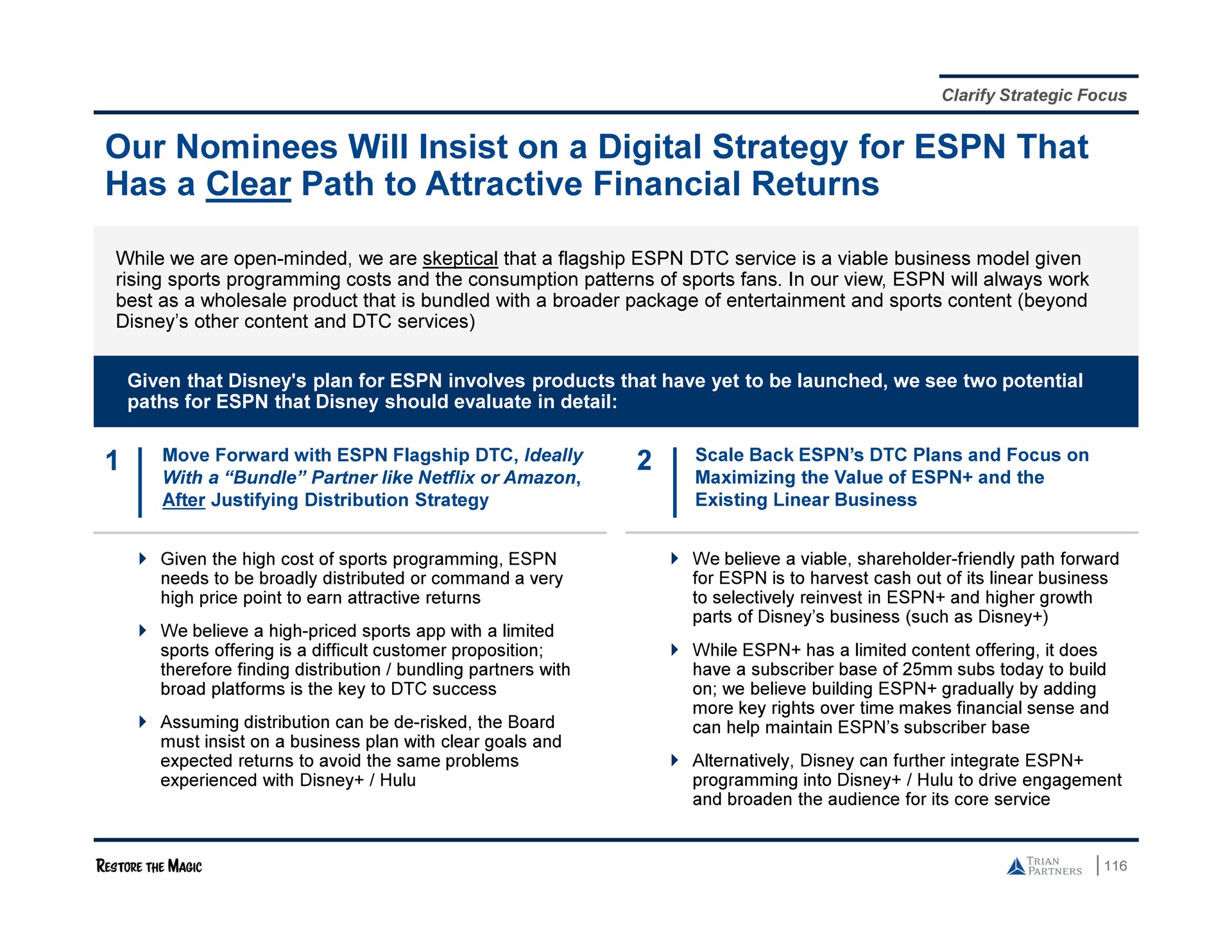 our nominees will insist on a digital strategy for that has a clear path to attractive financial returns | Trian Partners