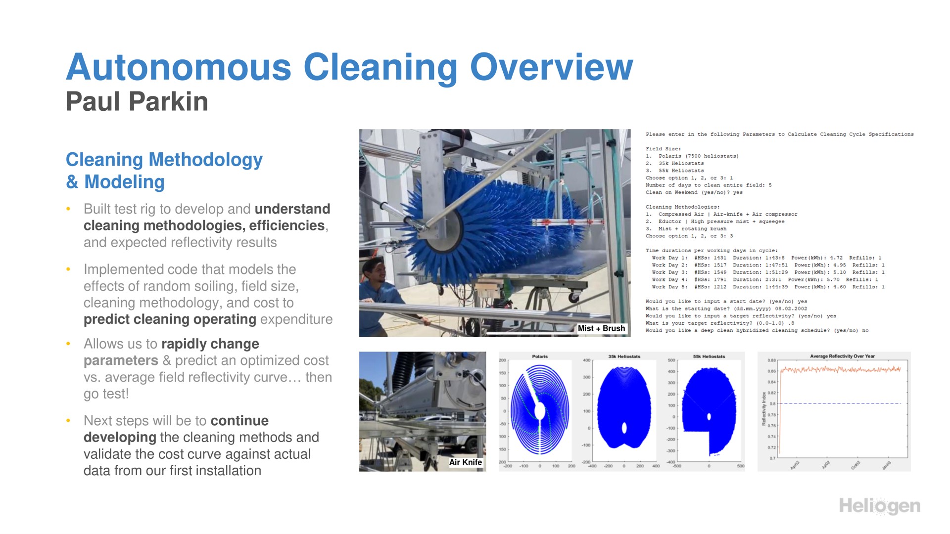 autonomous cleaning overview parkin | Heliogen