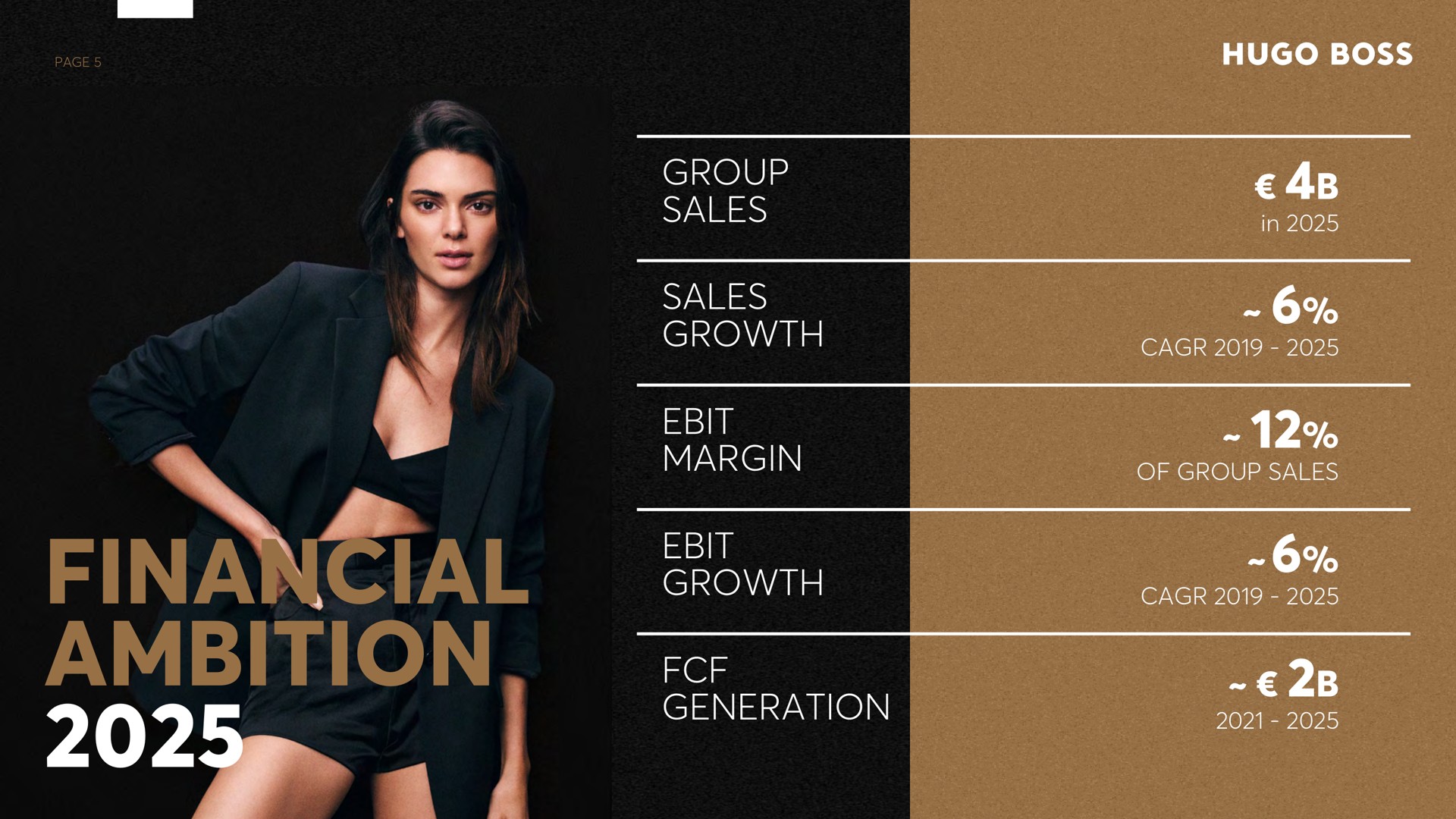 i page financial ambition group sales sales growth margin growth generation in of group sales sees sen | Hugo Boss