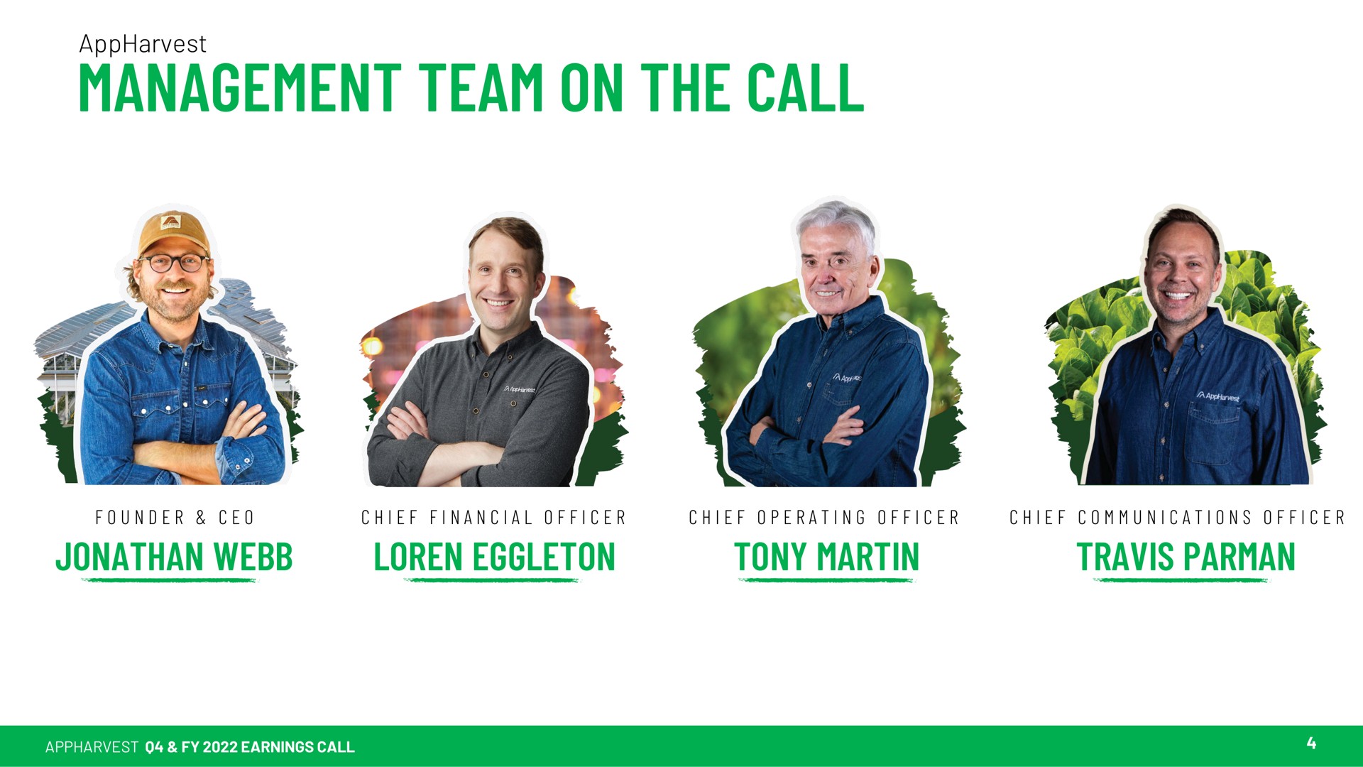 management team on the call | AppHarvest