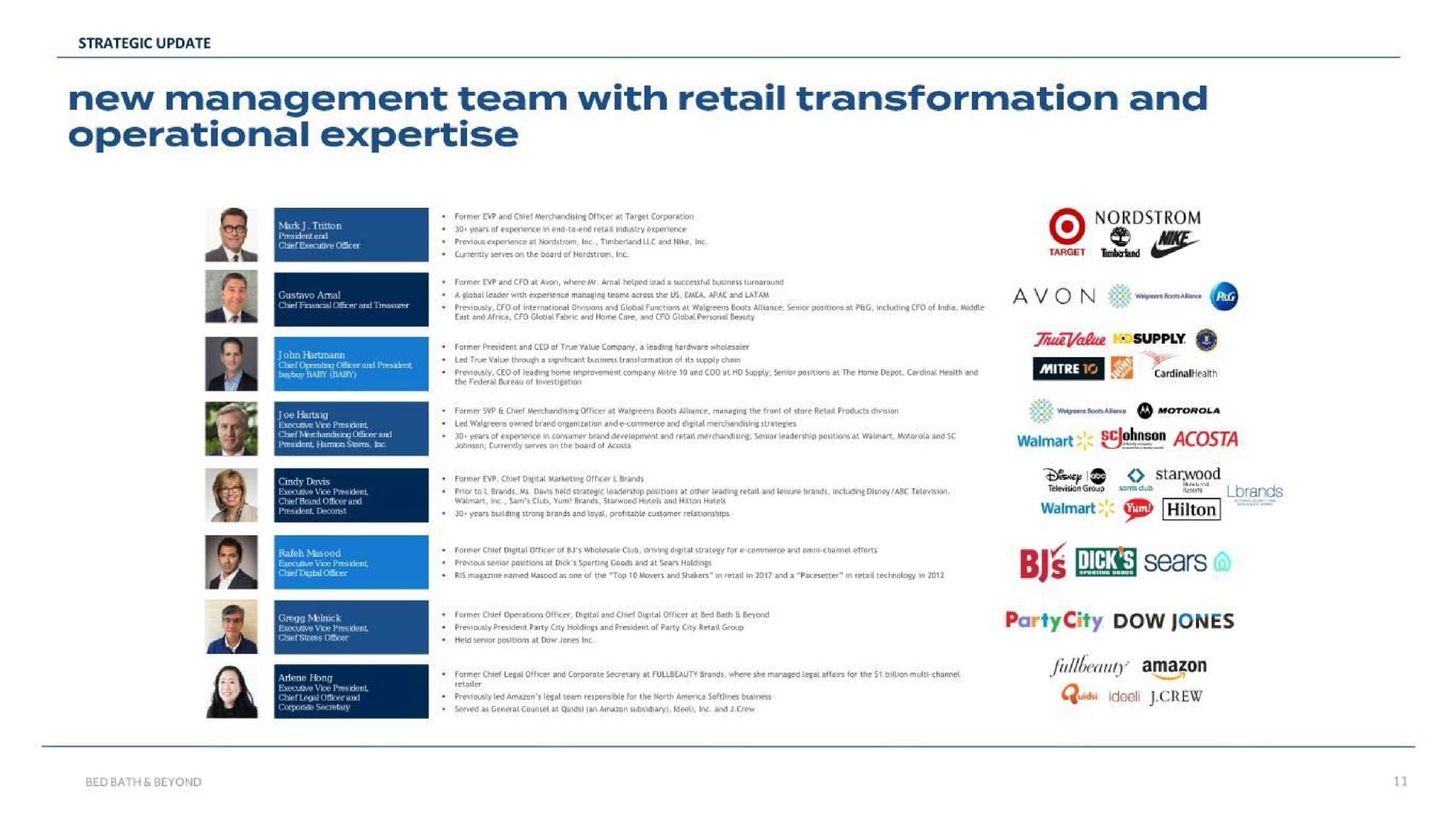 new management team with retail transformation and operational sears dow | Bed Bath & Beyond