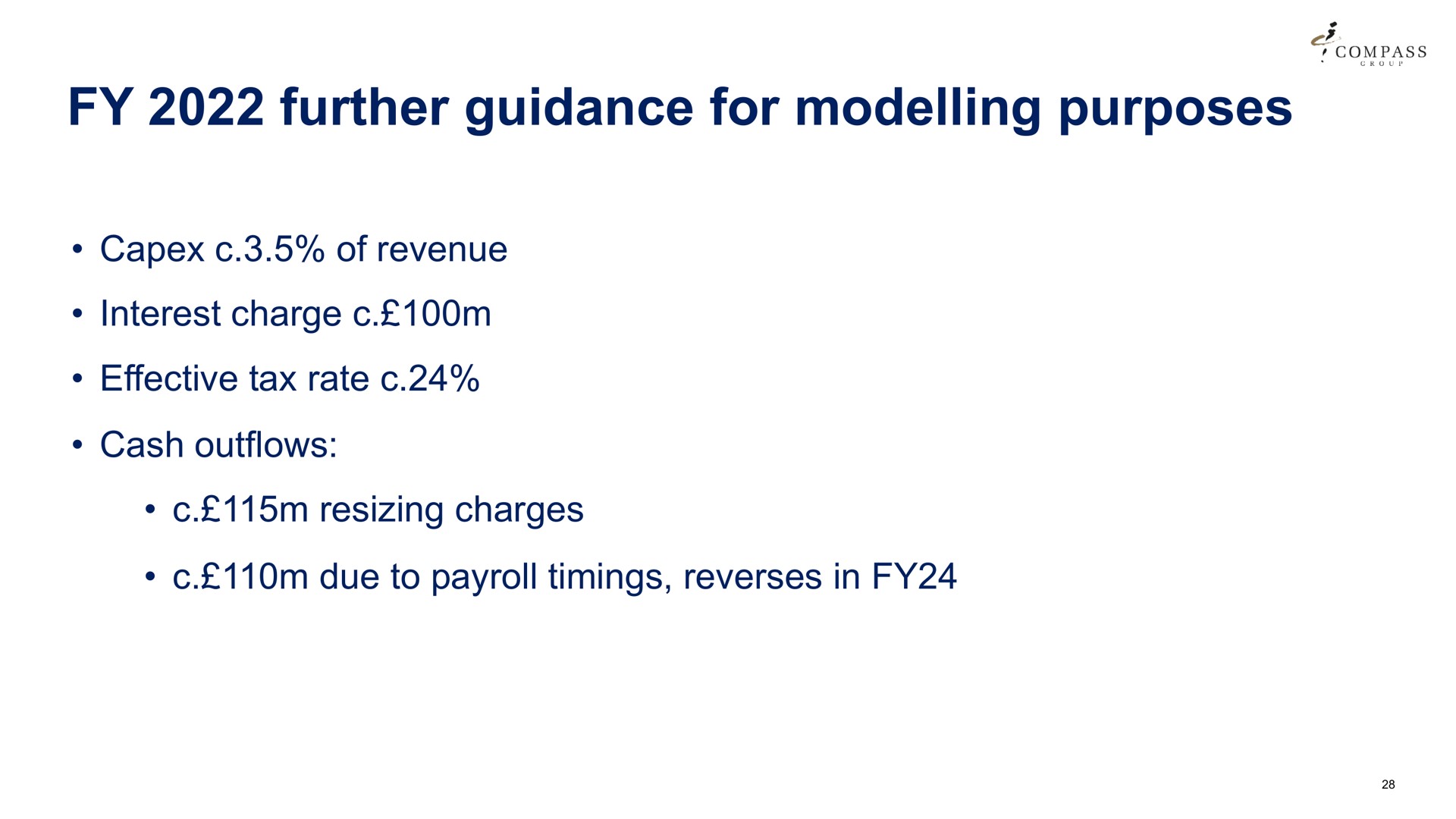 further guidance for modelling purposes | Compass Group