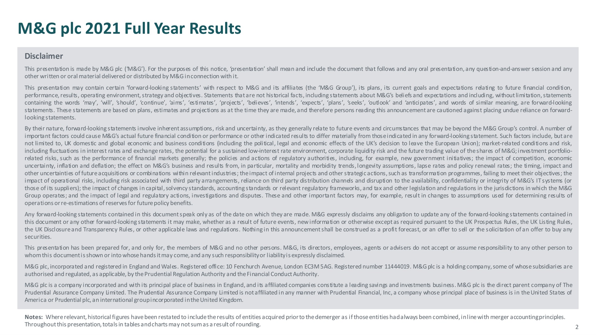 full year results | M&G