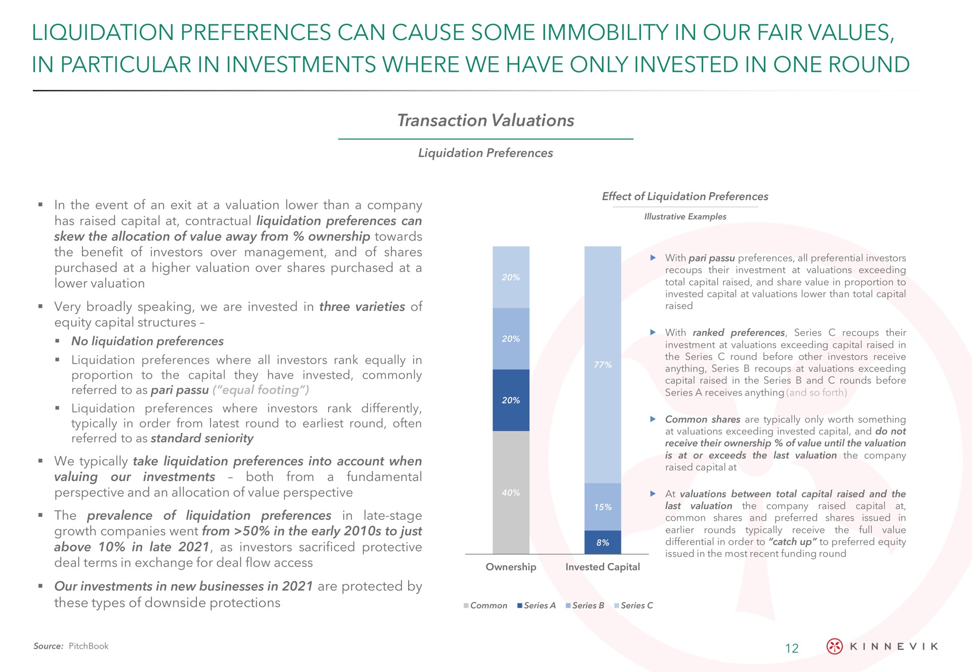 liquidation preferences can cause some immobility in our fair values in particular in investments where we have only invested in one round | Kinnevik