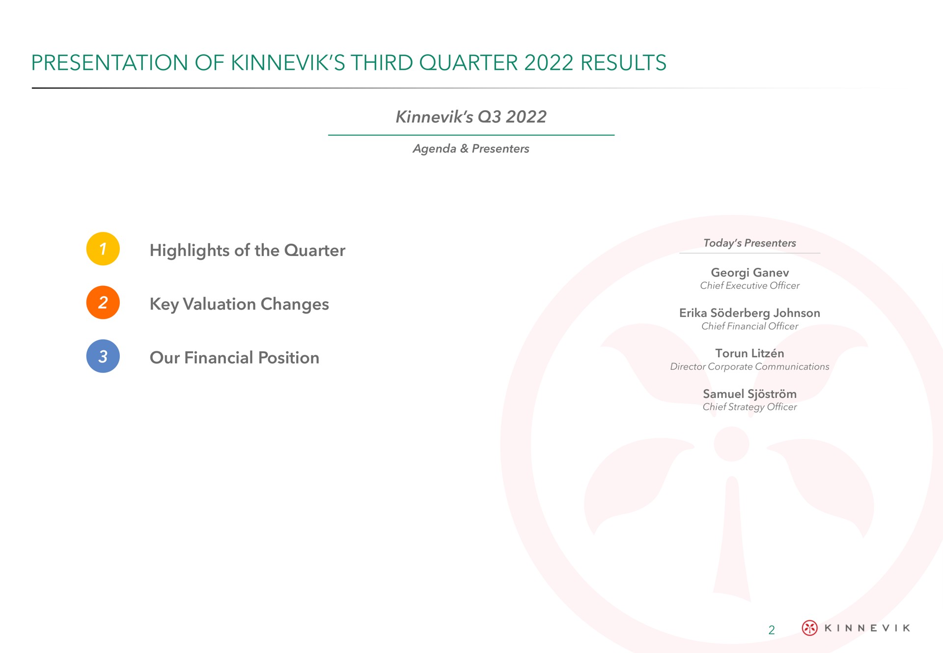 presentation of third quarter results | Kinnevik