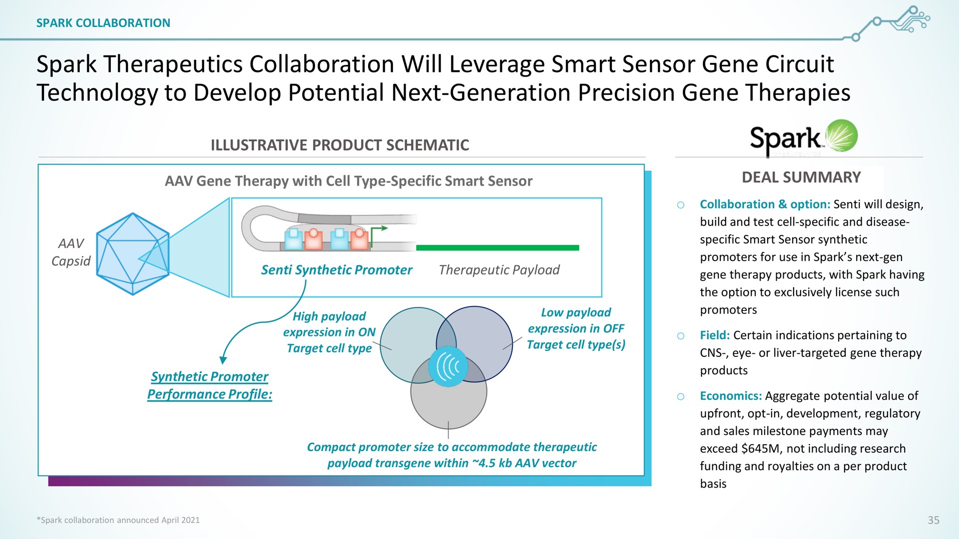 spark therapeutics collaboration will leverage smart sensor gene circuit technology to develop potential next generation precision gene therapies illustrative product schematic | SentiBio