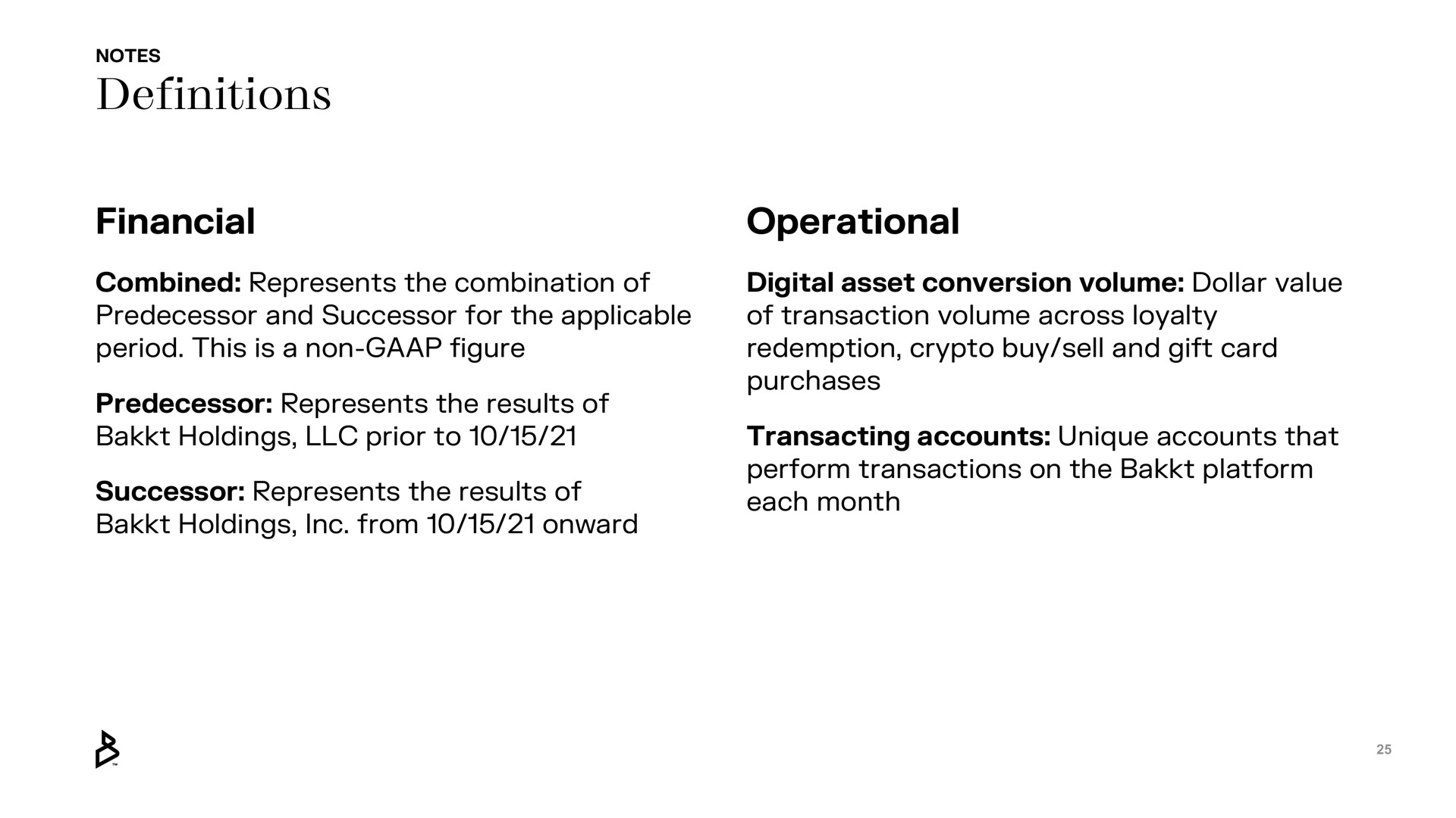 definitions financial operational | Bakkt