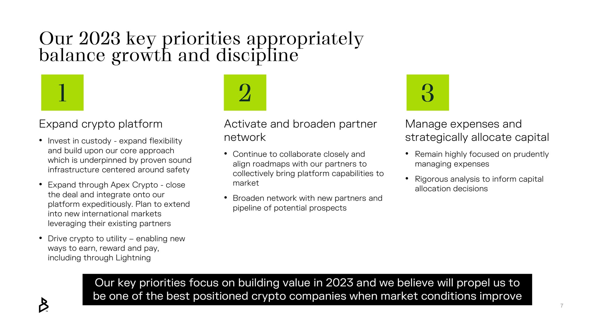 our key priorities appropriately balance growth and discipline | Bakkt