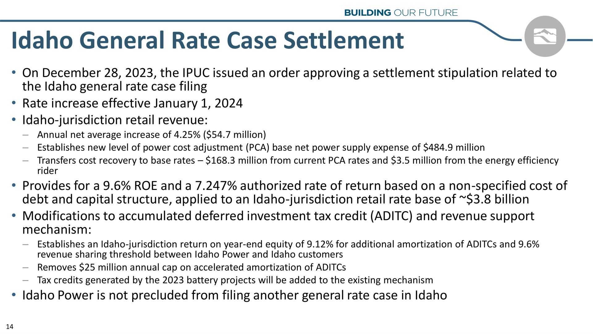 general rate case settlement | Idacorp