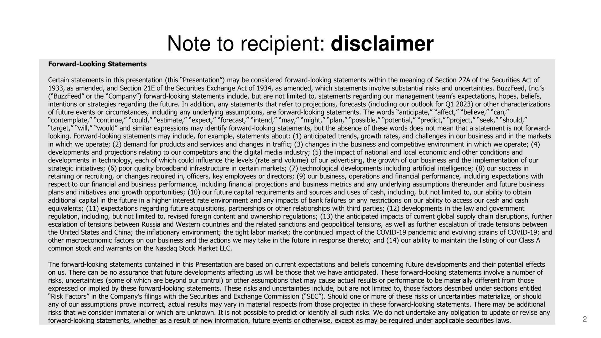 note to recipient disclaimer | BuzzFeed