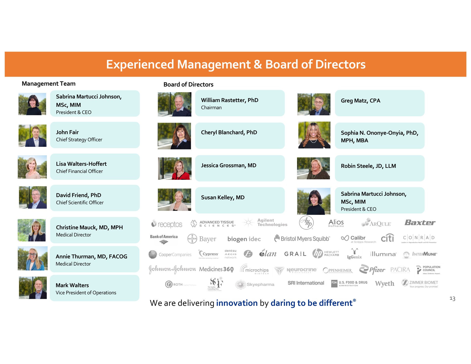 experienced management board of directors we are delivering innovation by daring to be different mid technologies baxter | Dare Bioscience