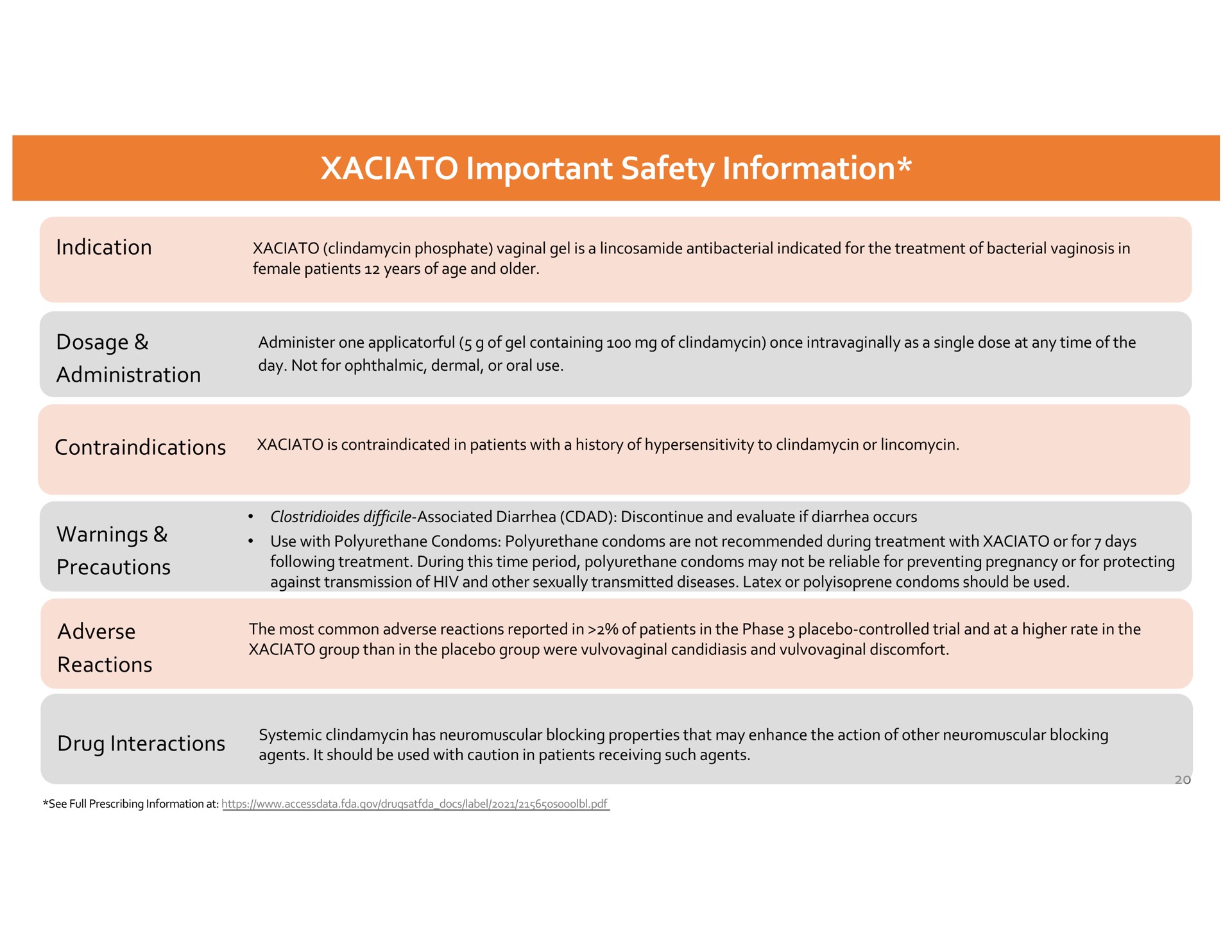 important safety information indication dosage administration contraindications warnings precautions adverse reactions drug interactions | Dare Bioscience
