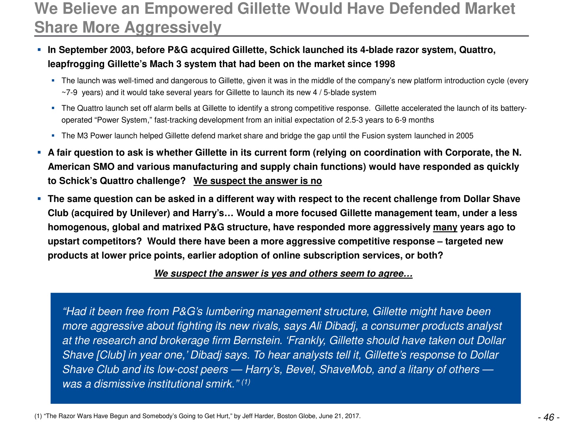 we believe an empowered would have defended market share more aggressively | Trian Partners