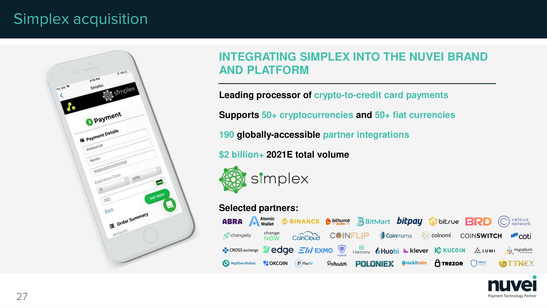 integrating simplex into the brand and platform acquisition | Nuvei