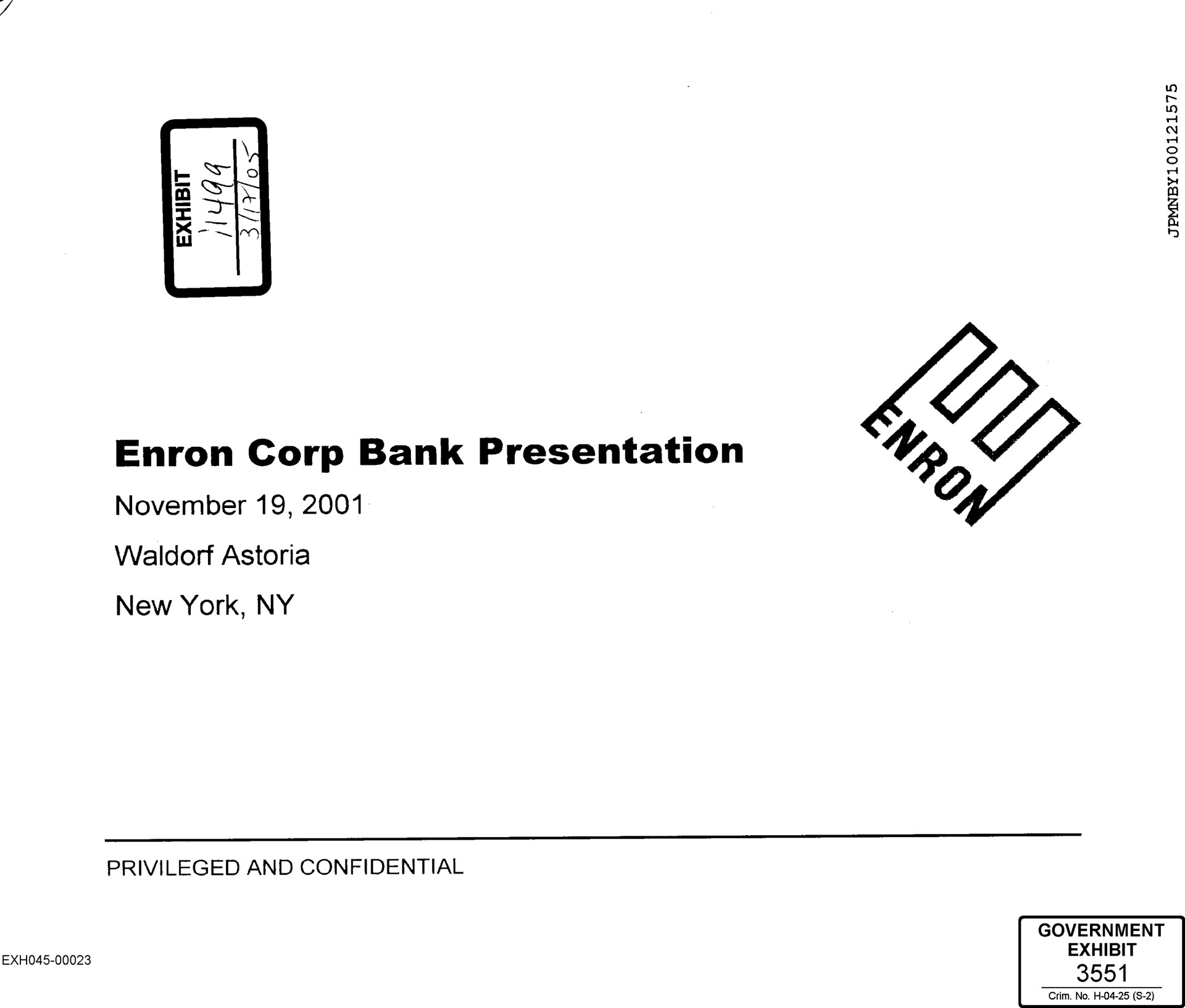 corp bank presentation | Enron