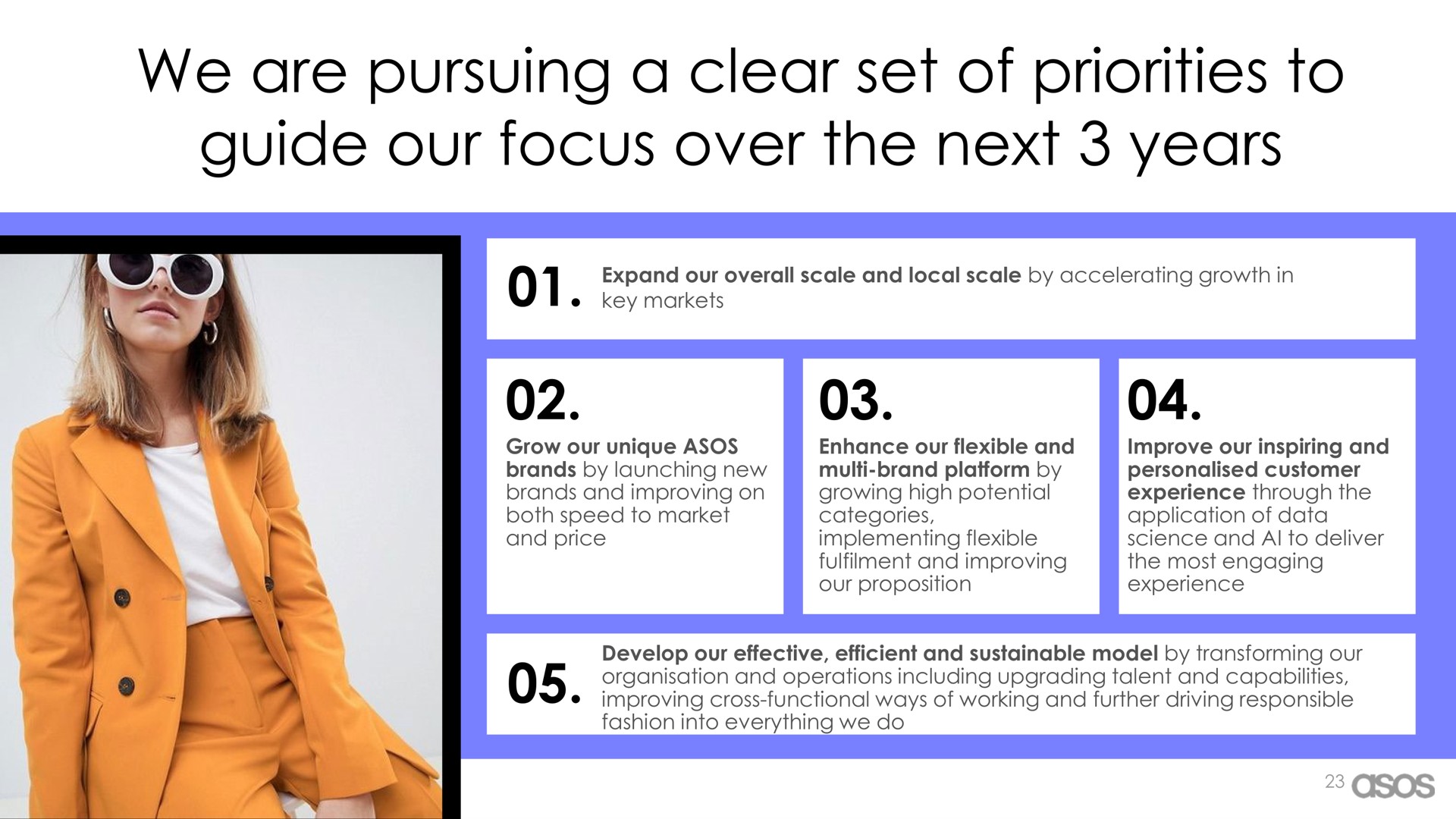 we are pursuing a clear set of priorities to guide our focus over the next years | Asos