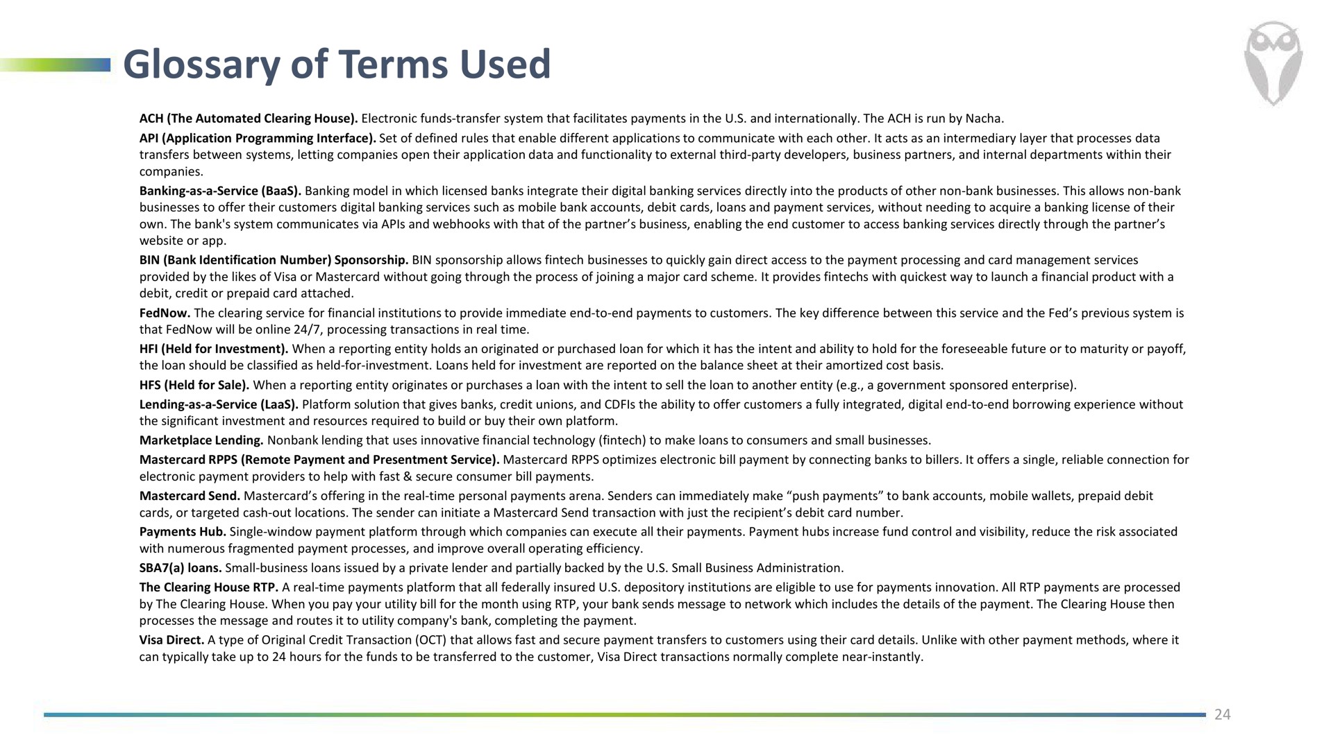 glossary of terms used | FinWise Bancorp