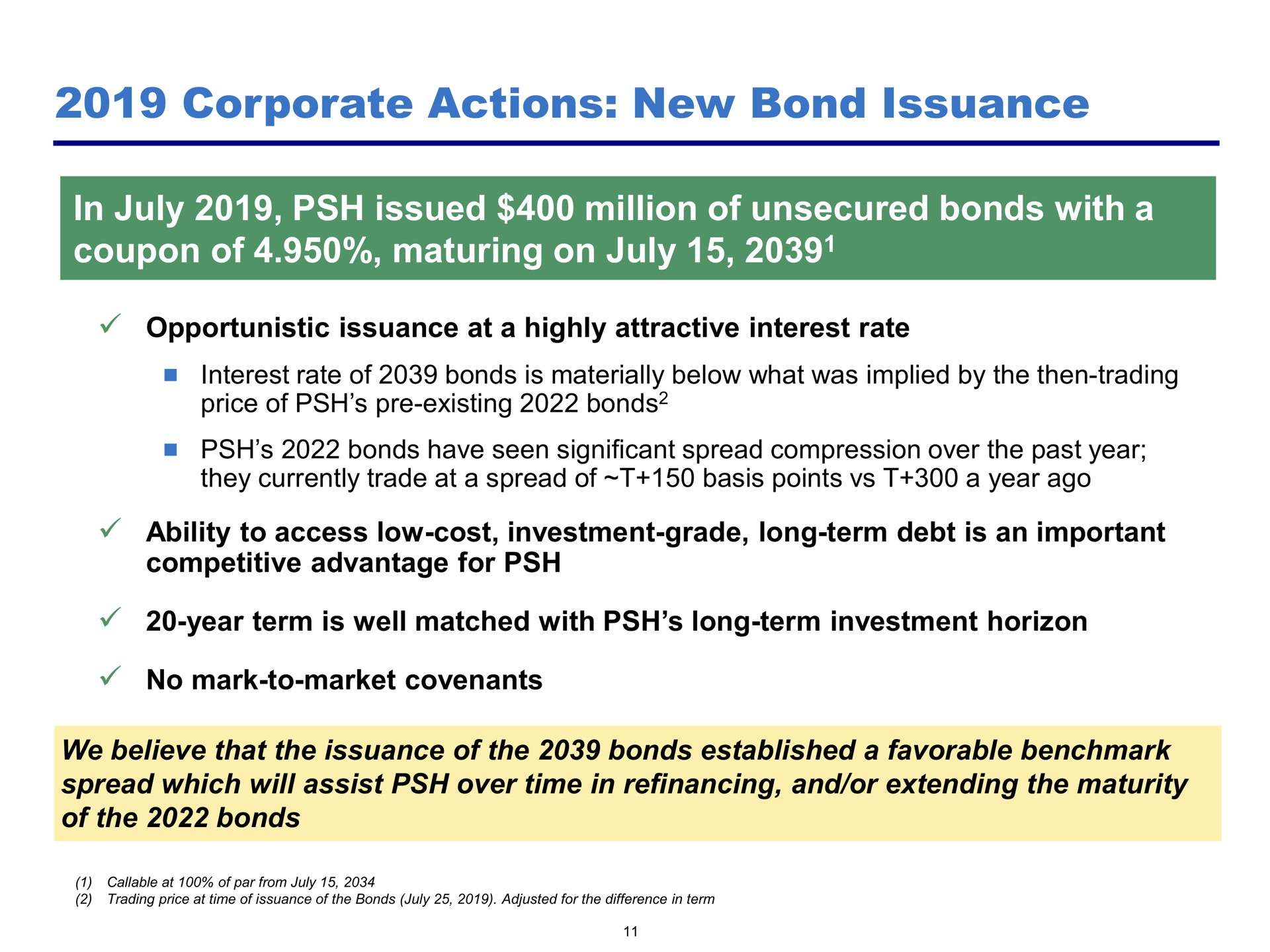 corporate actions new bond issuance in issued million of unsecured bonds with a coupon of maturing on | Pershing Square
