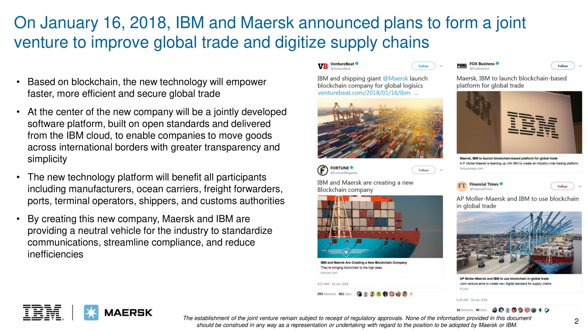 on and announced plans to form a joint venture to improve global trade and digitize supply chains | IBM