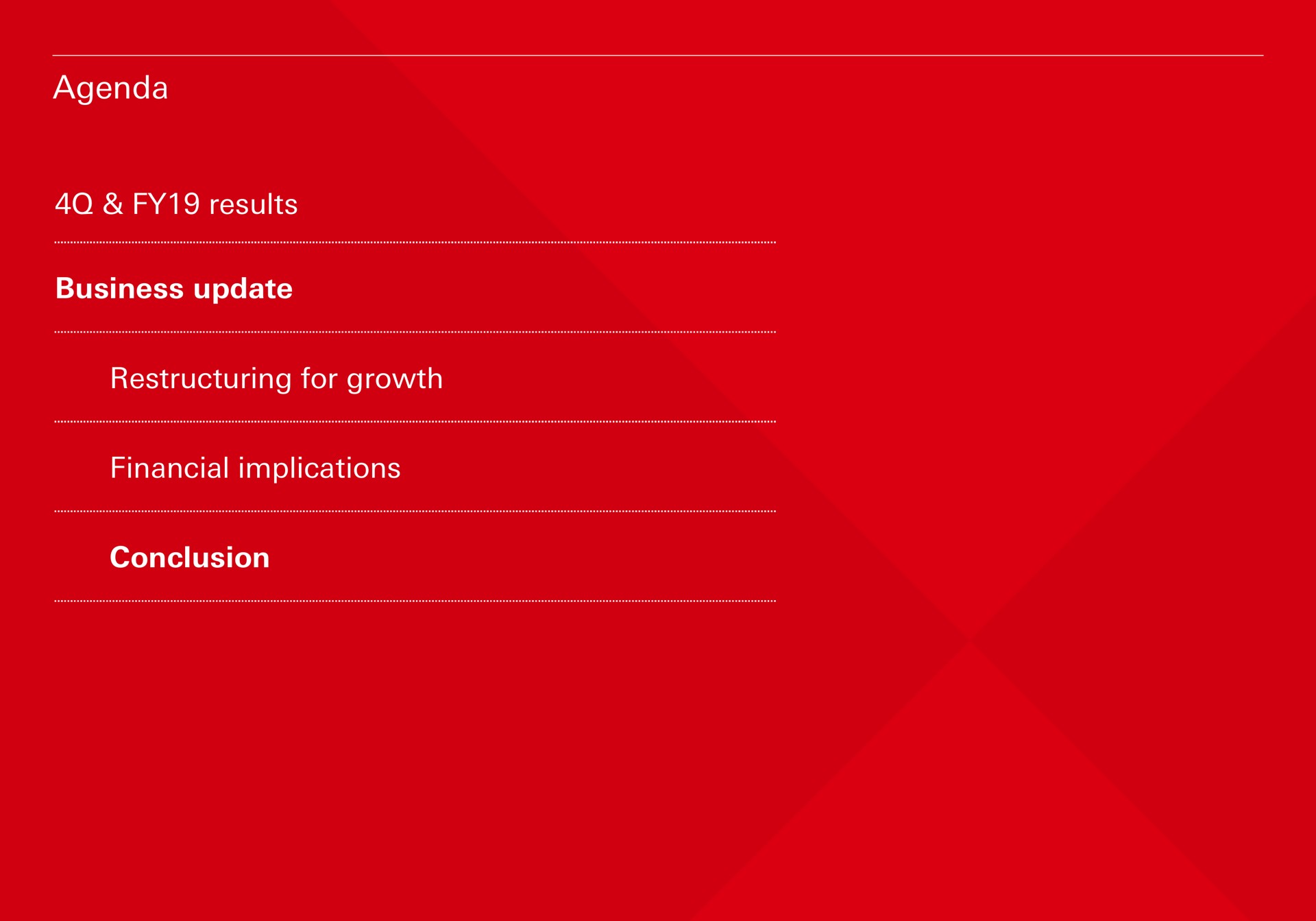 agenda results business update for growth financial implications conclusion | HSBC