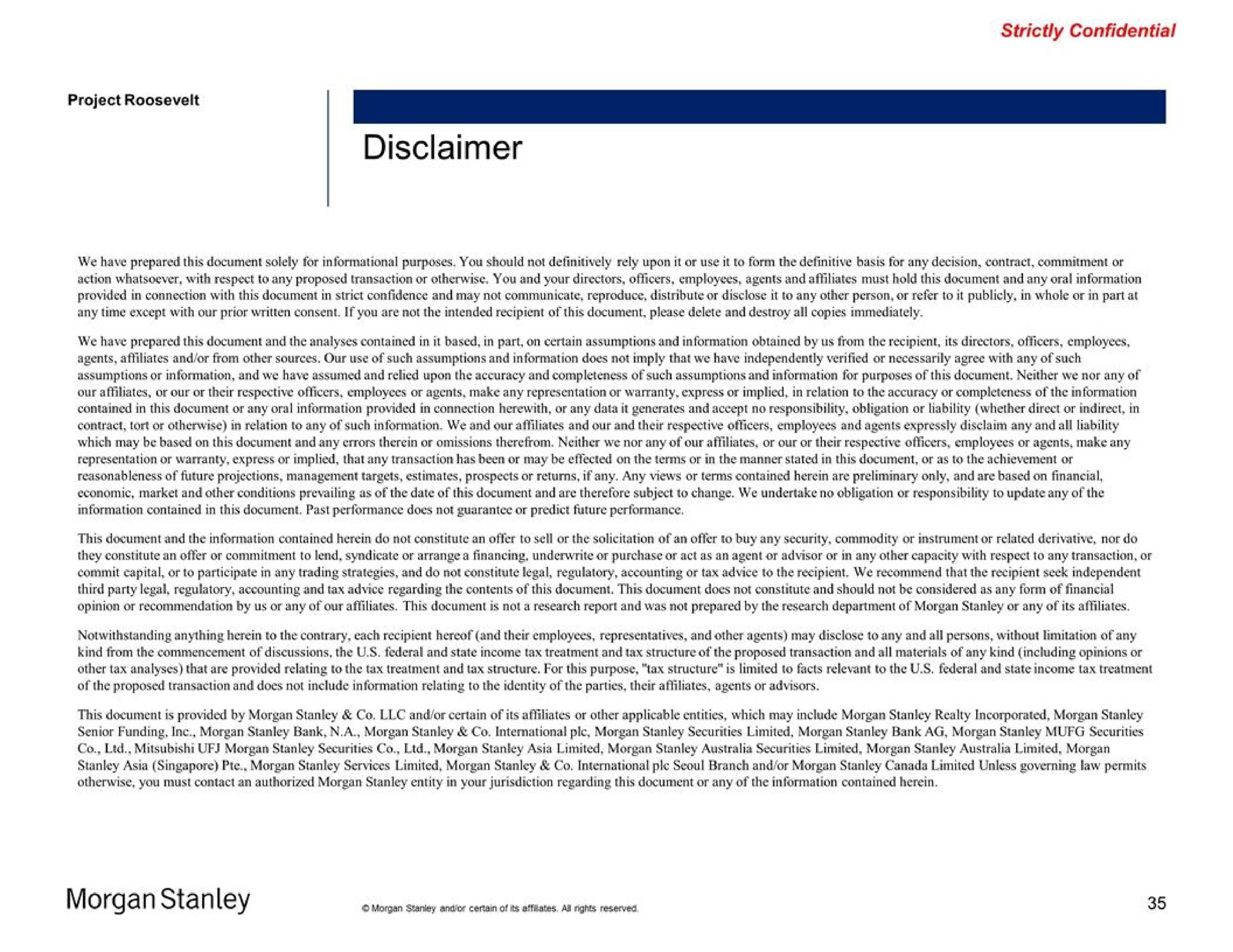 disclaimer | Morgan Stanley