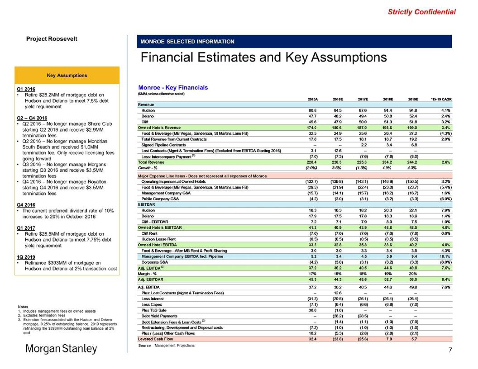 financial estimates and key assumptions morgan | Morgan Stanley