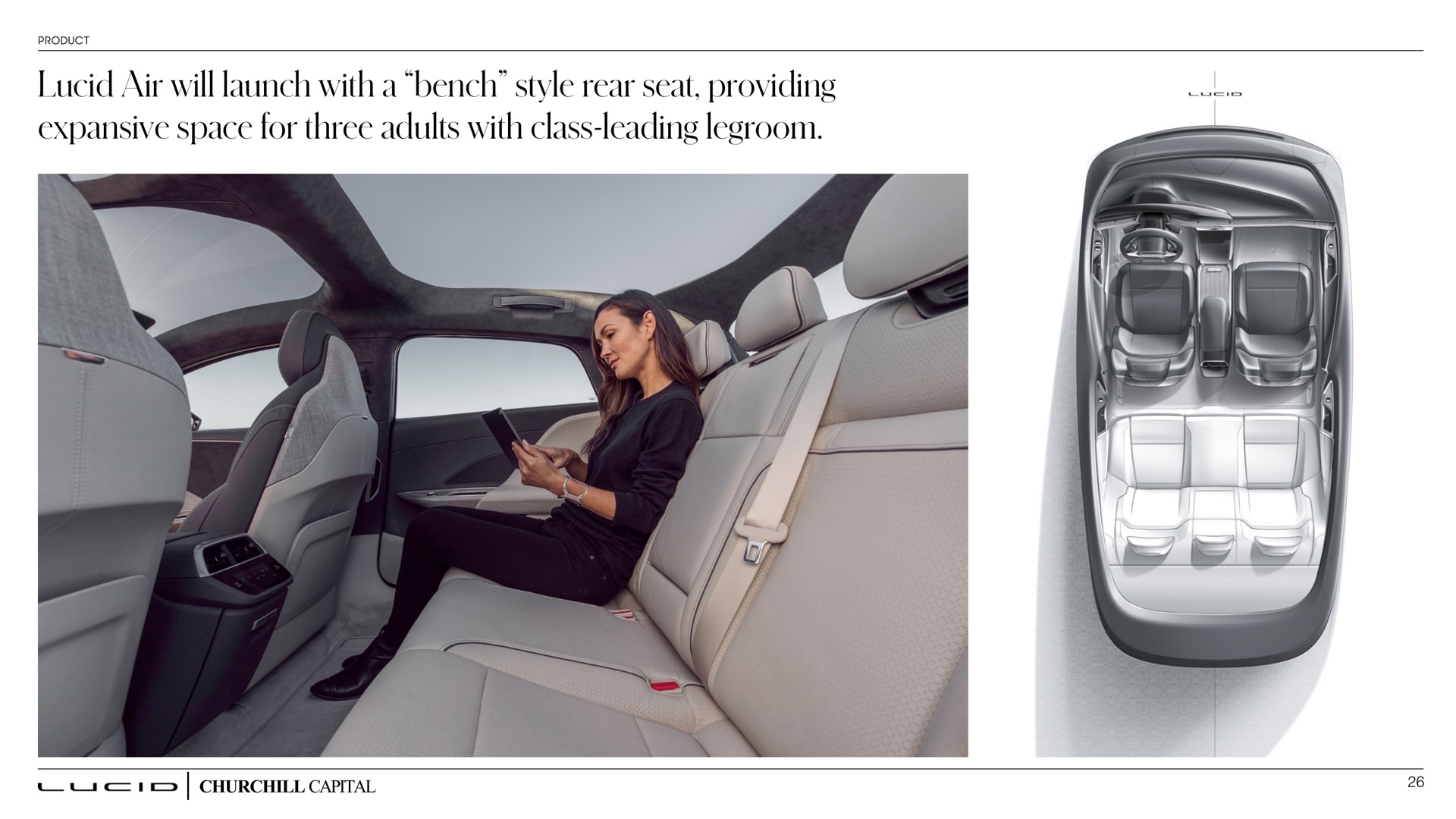 lucid air will launch with a bench style rear seat providing expansive space for three adults with class leading | Lucid Motors