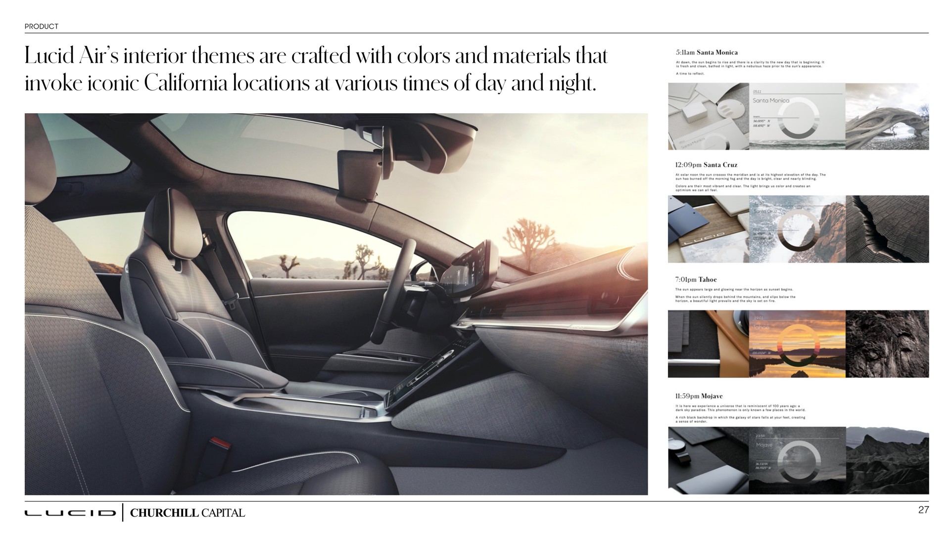 lucid air interior themes are crafted with colors and materials that invoke iconic locations at various times of day and night | Lucid Motors