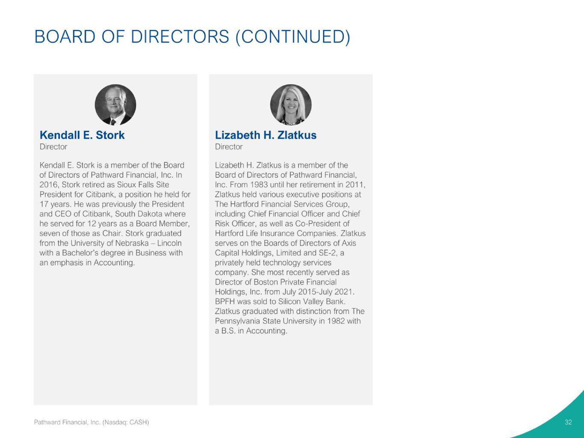 board of directors continued | Pathward Financial