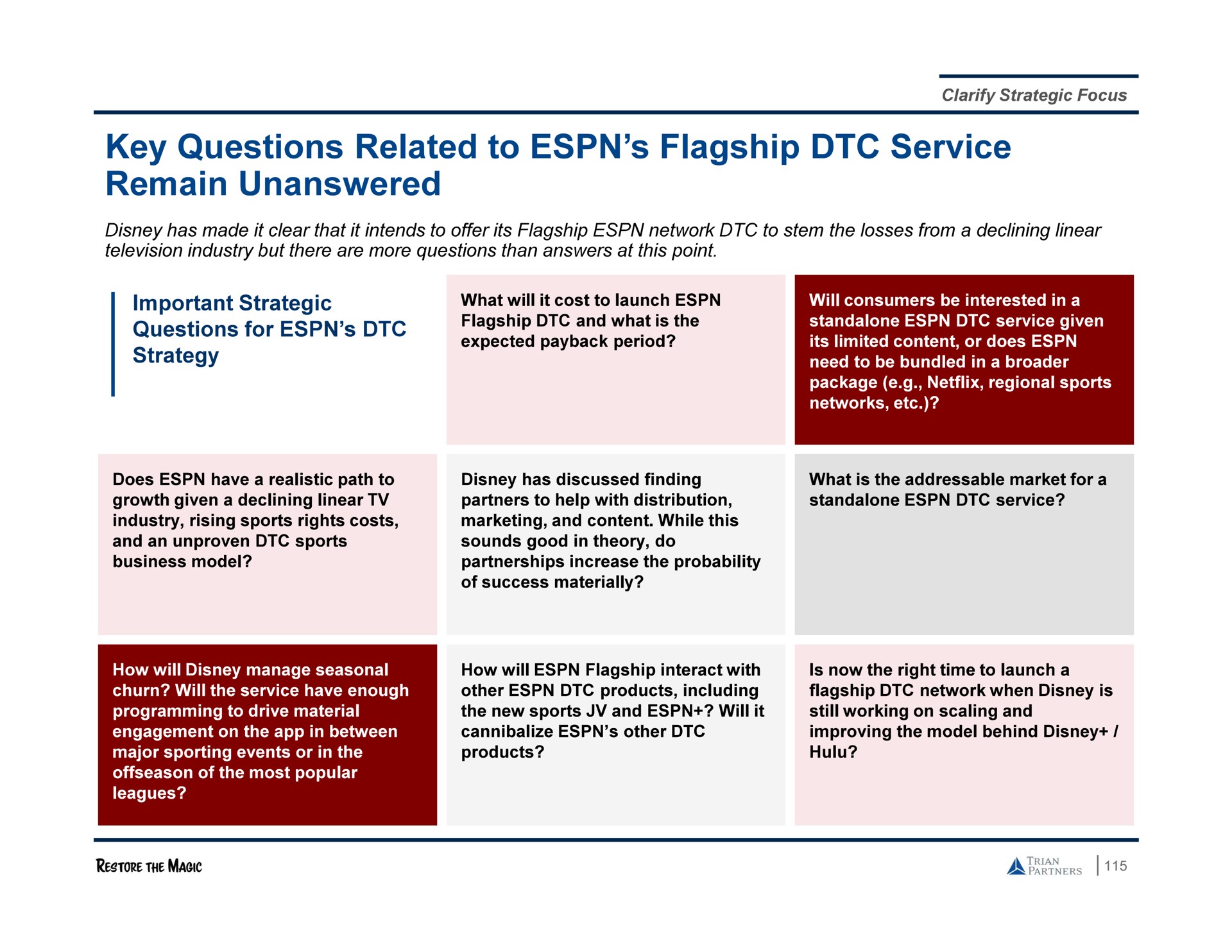 key questions related to flagship service remain unanswered | Trian Partners
