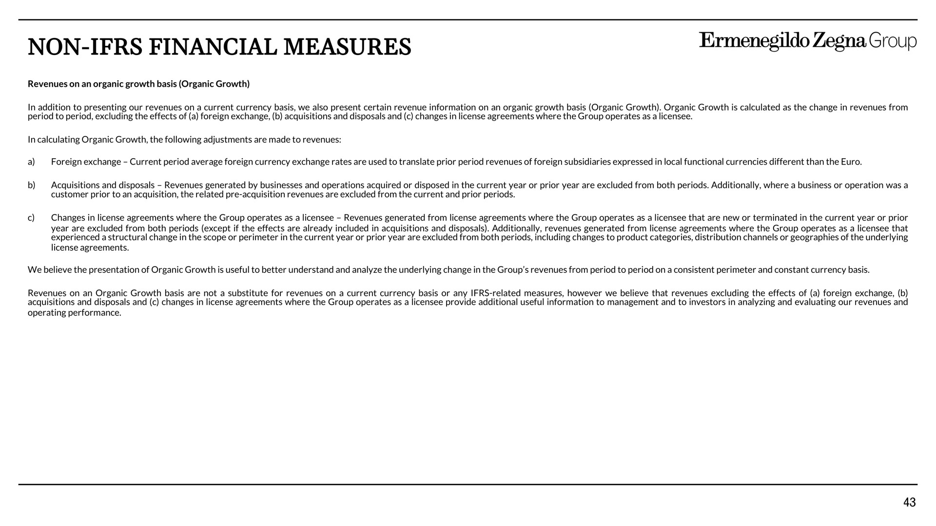 non financial measures group | Zegna