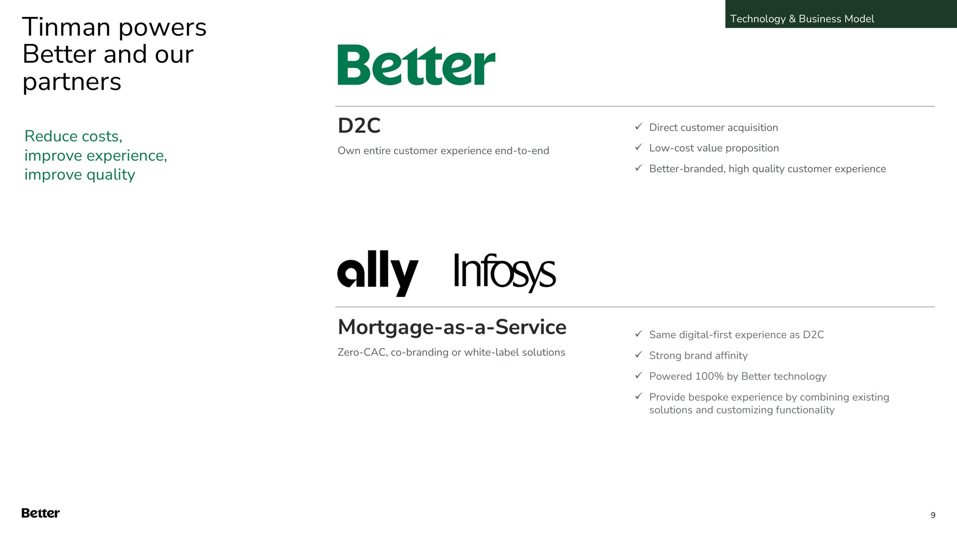 tinman powers better and our partners mortgage as a service reduce costs improve experience improve quality ally | Better