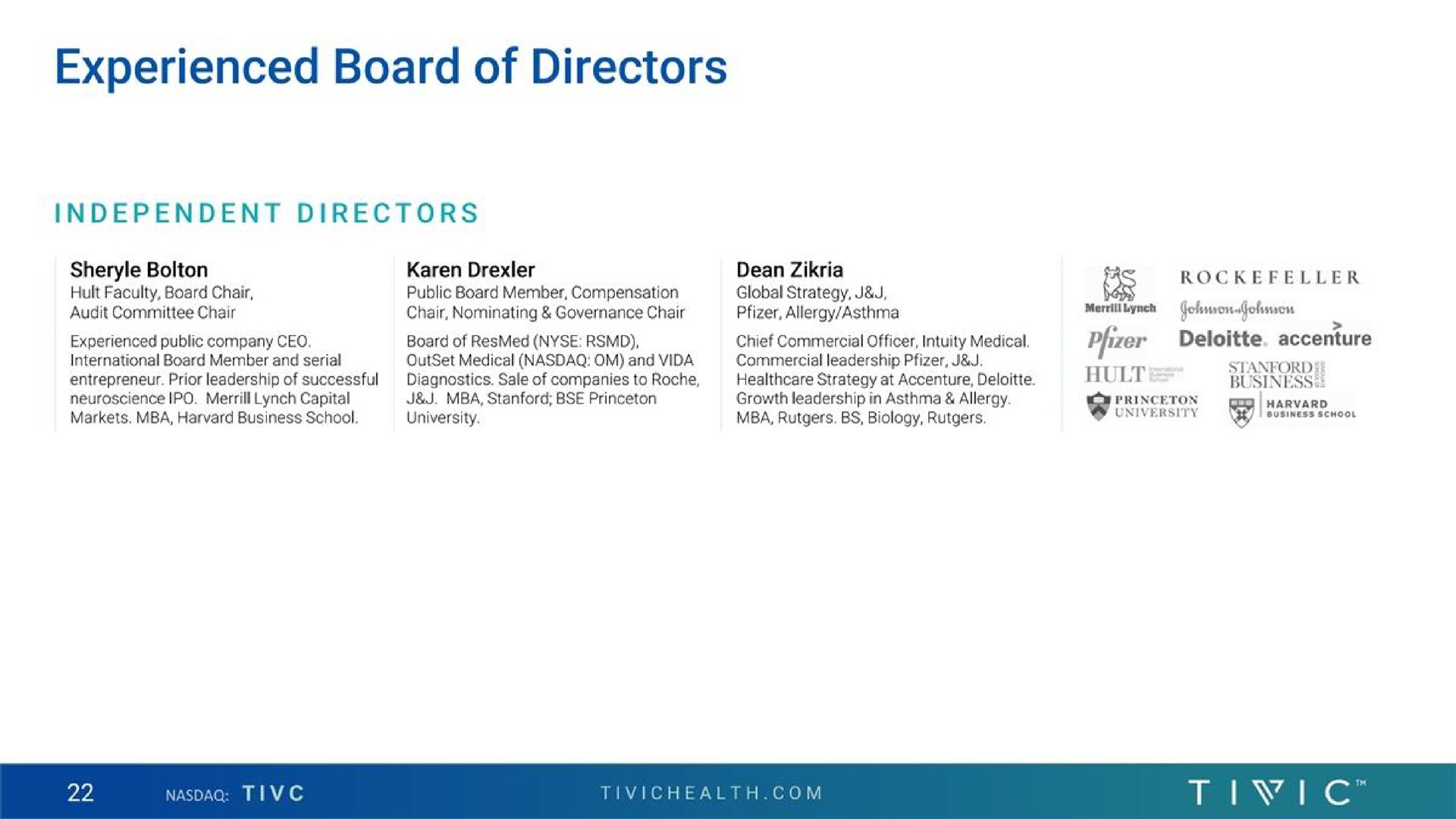 experienced board of directors | Tivic Health Systems