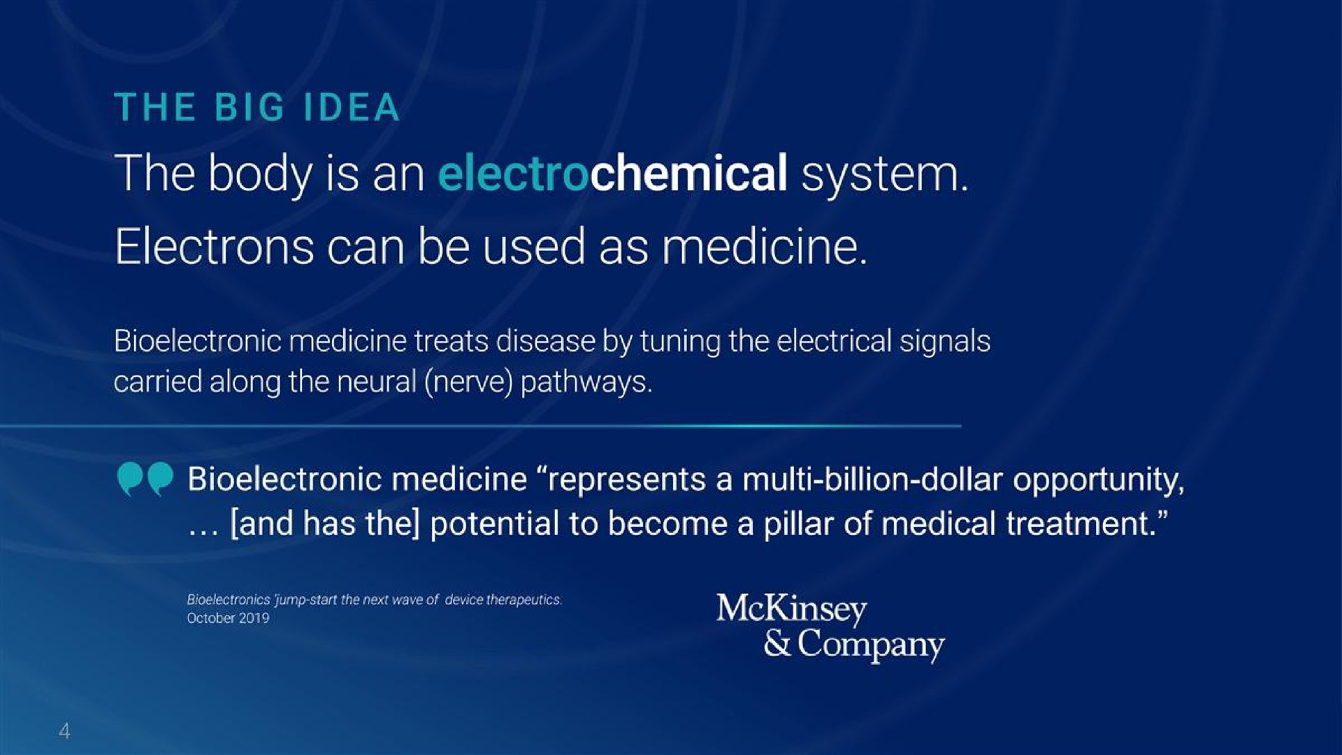 the big idea the body is an electrochemical system electrons can be used as medicine company | Tivic Health Systems