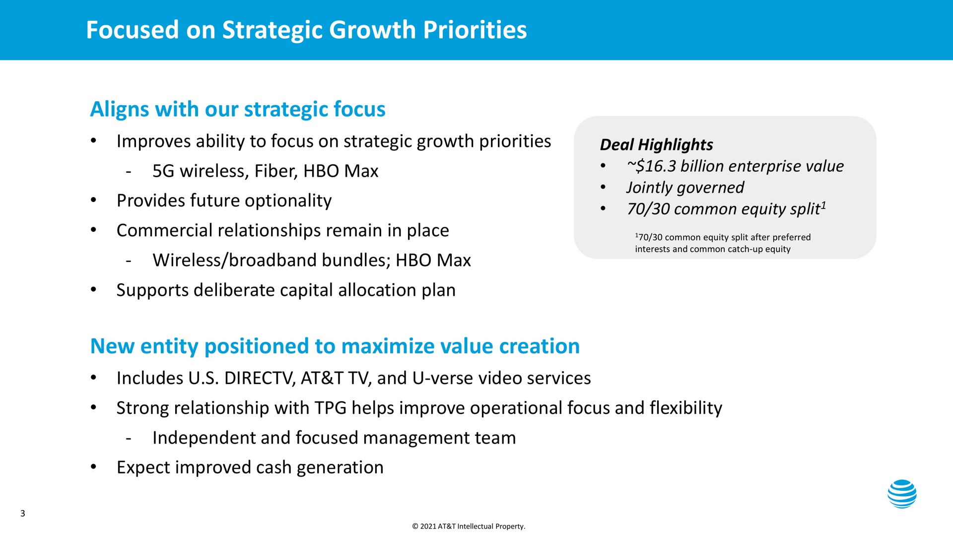 focused on strategic growth priorities | AT&T