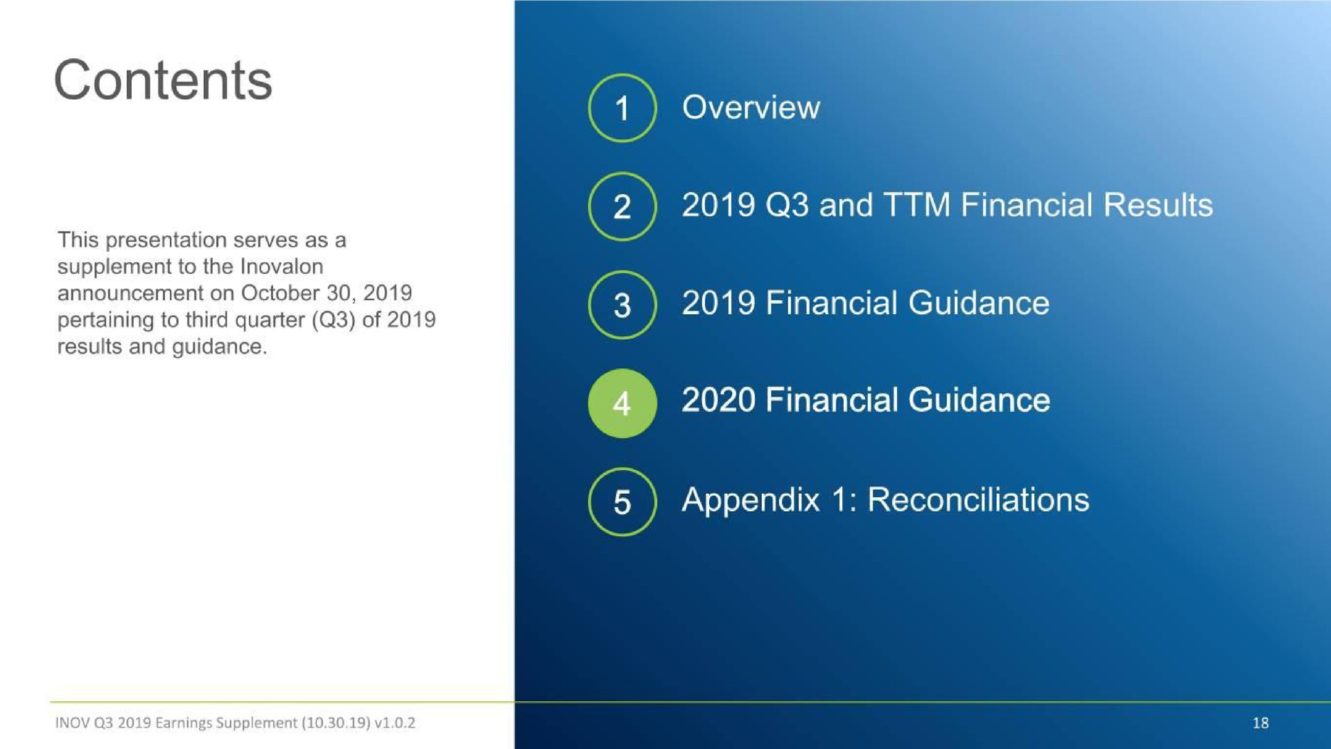 contents overview and financial results financial guidance financial guidance appendix reconciliations | Inovalon