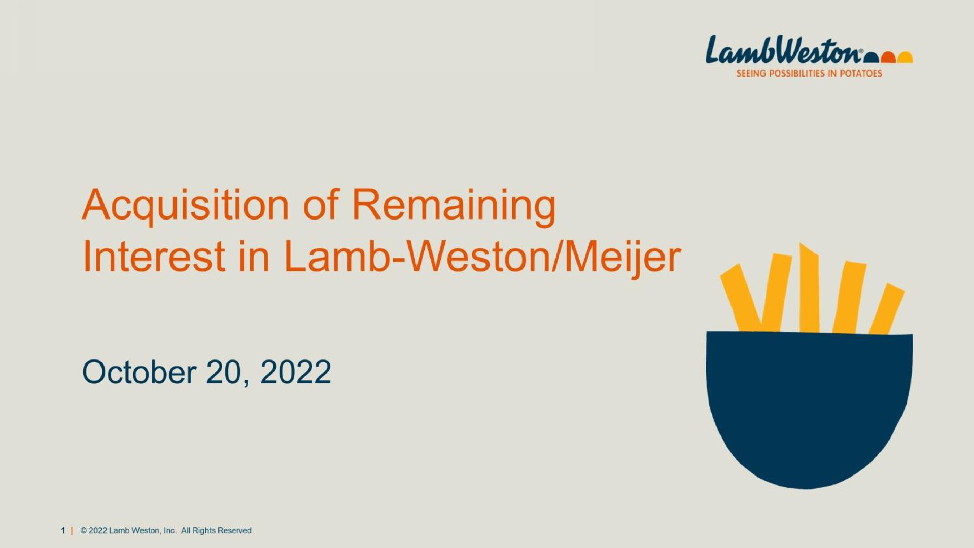 acquisition of remaining interest in lamb | Lamb Weston