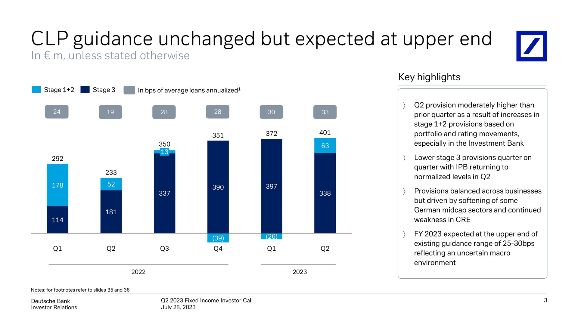 guidance unchanged but expected at upper end | Deutsche Bank
