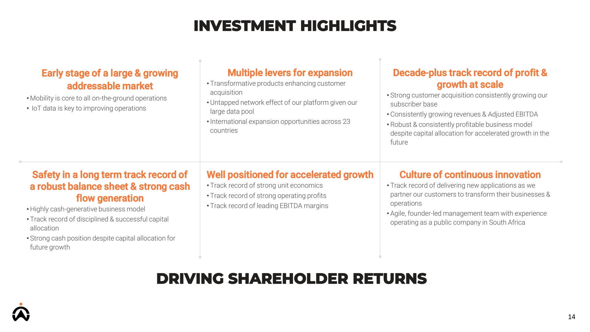 investment highlights driving shareholder returns | Karooooo
