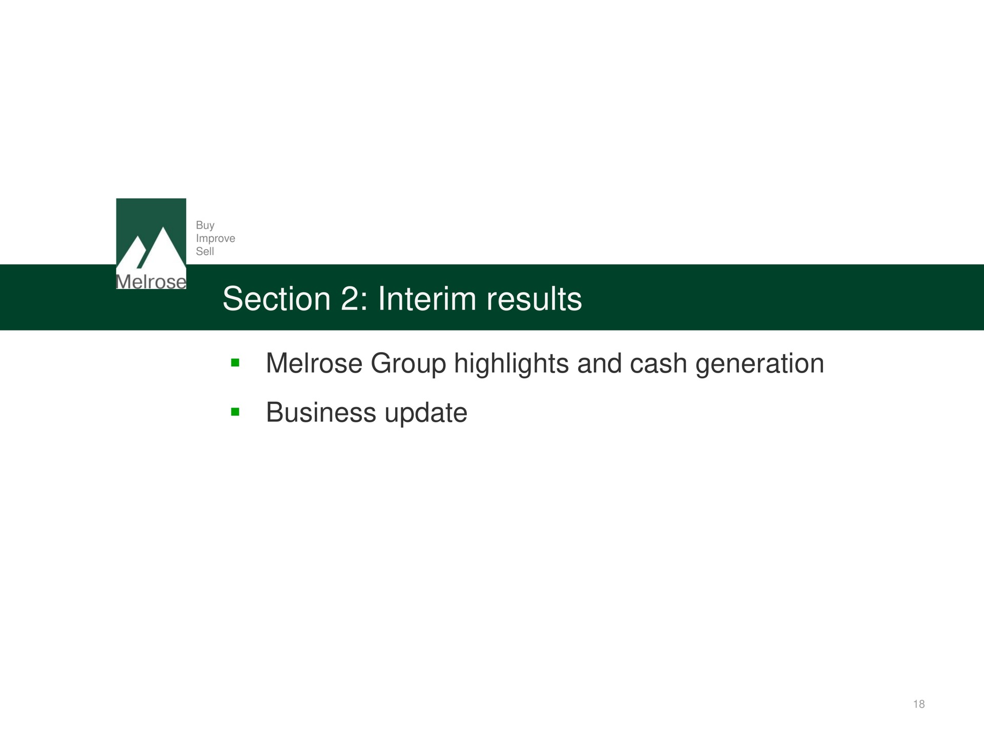 section interim results group highlights and cash generation business update | Melrose