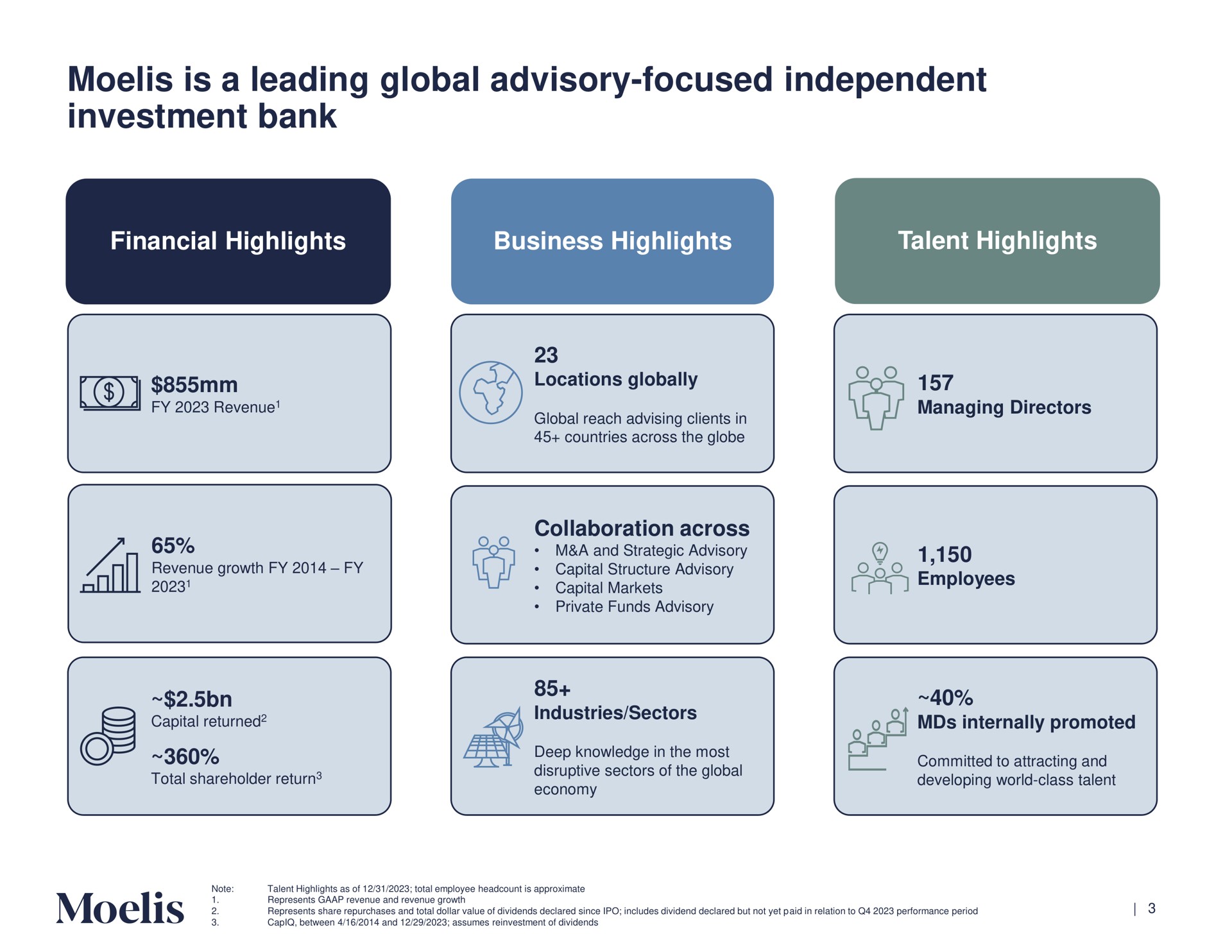 is a leading global advisory focused independent investment bank | Moelis & Company