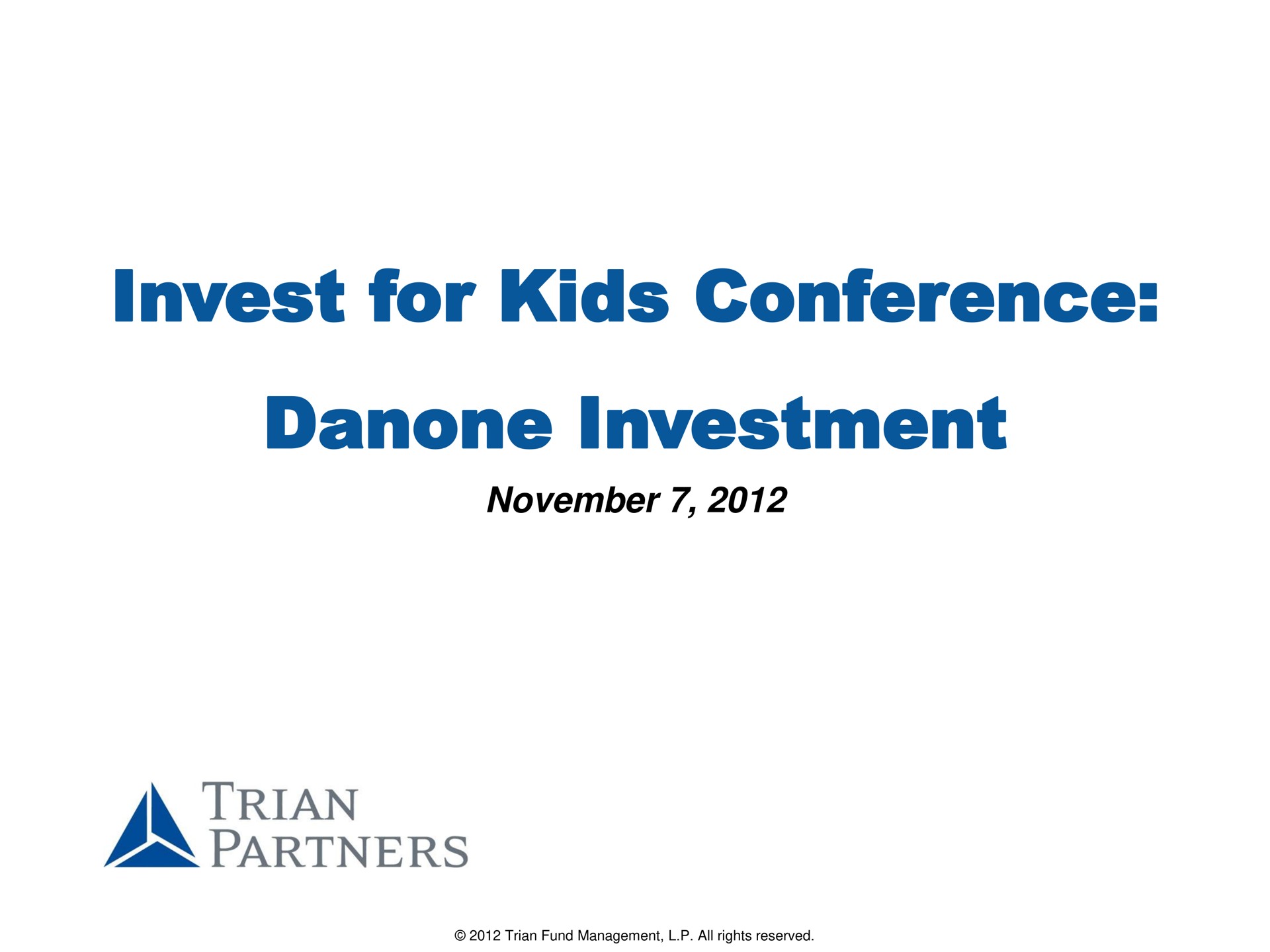 invest for conference investment partners | Trian Partners
