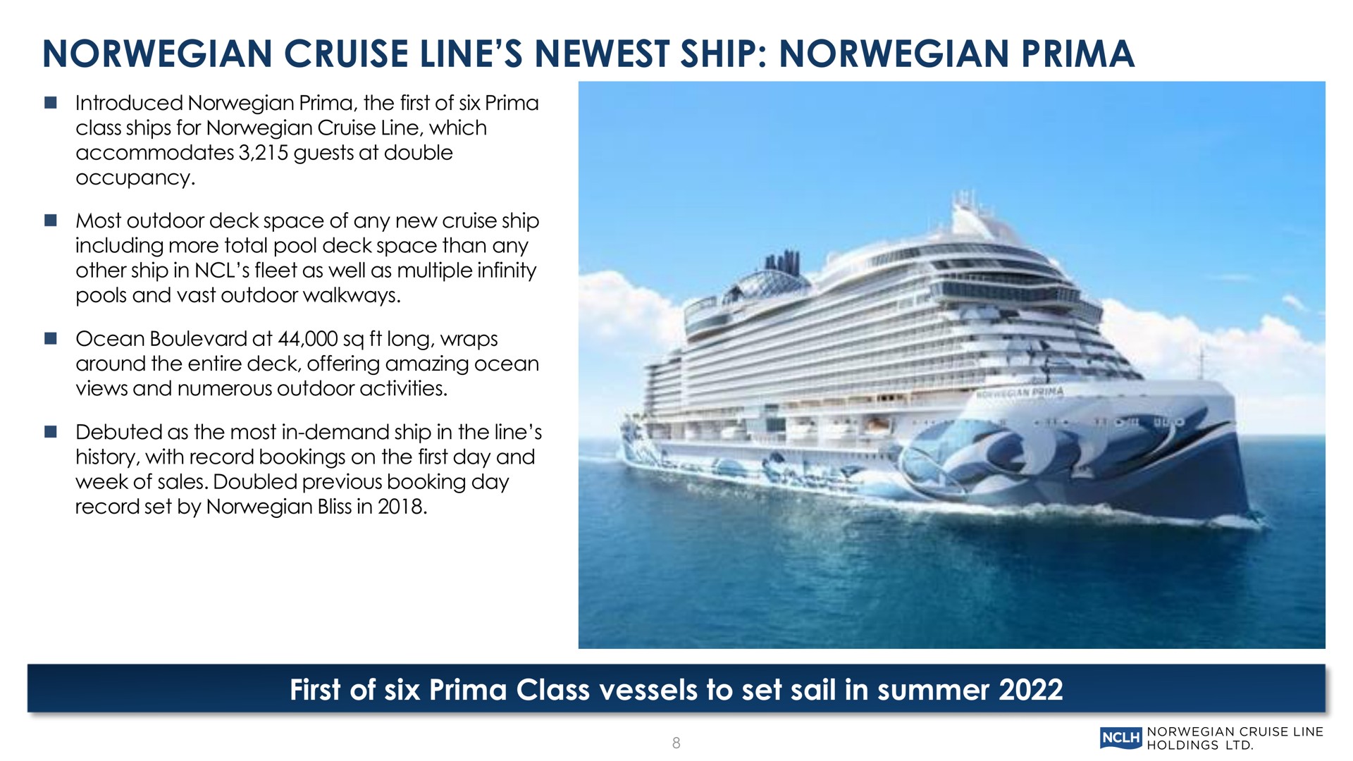 cruise line ship prima first of six prima class vessels to set sail in summer | Norwegian Cruise Line