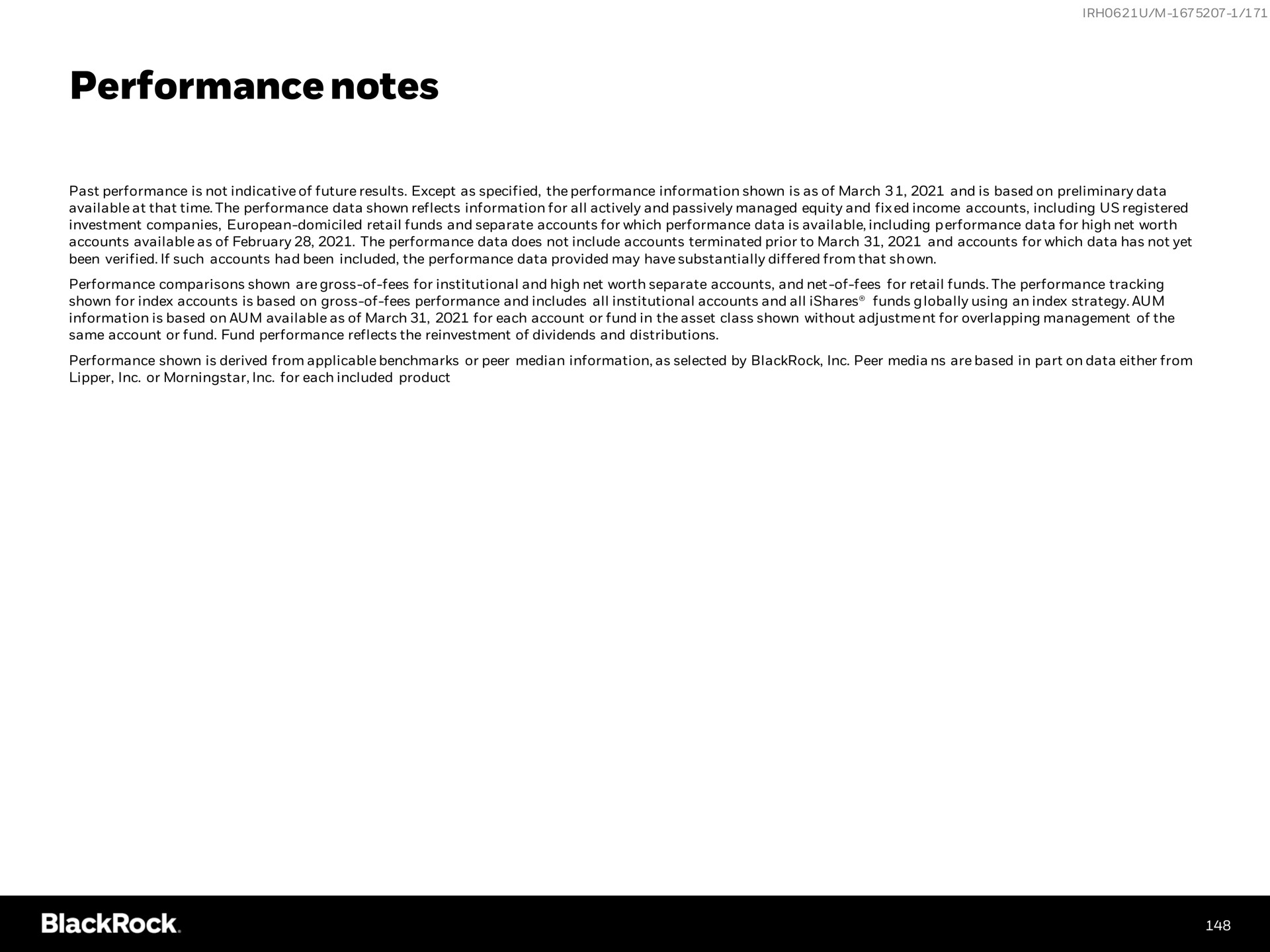 performance notes | BlackRock