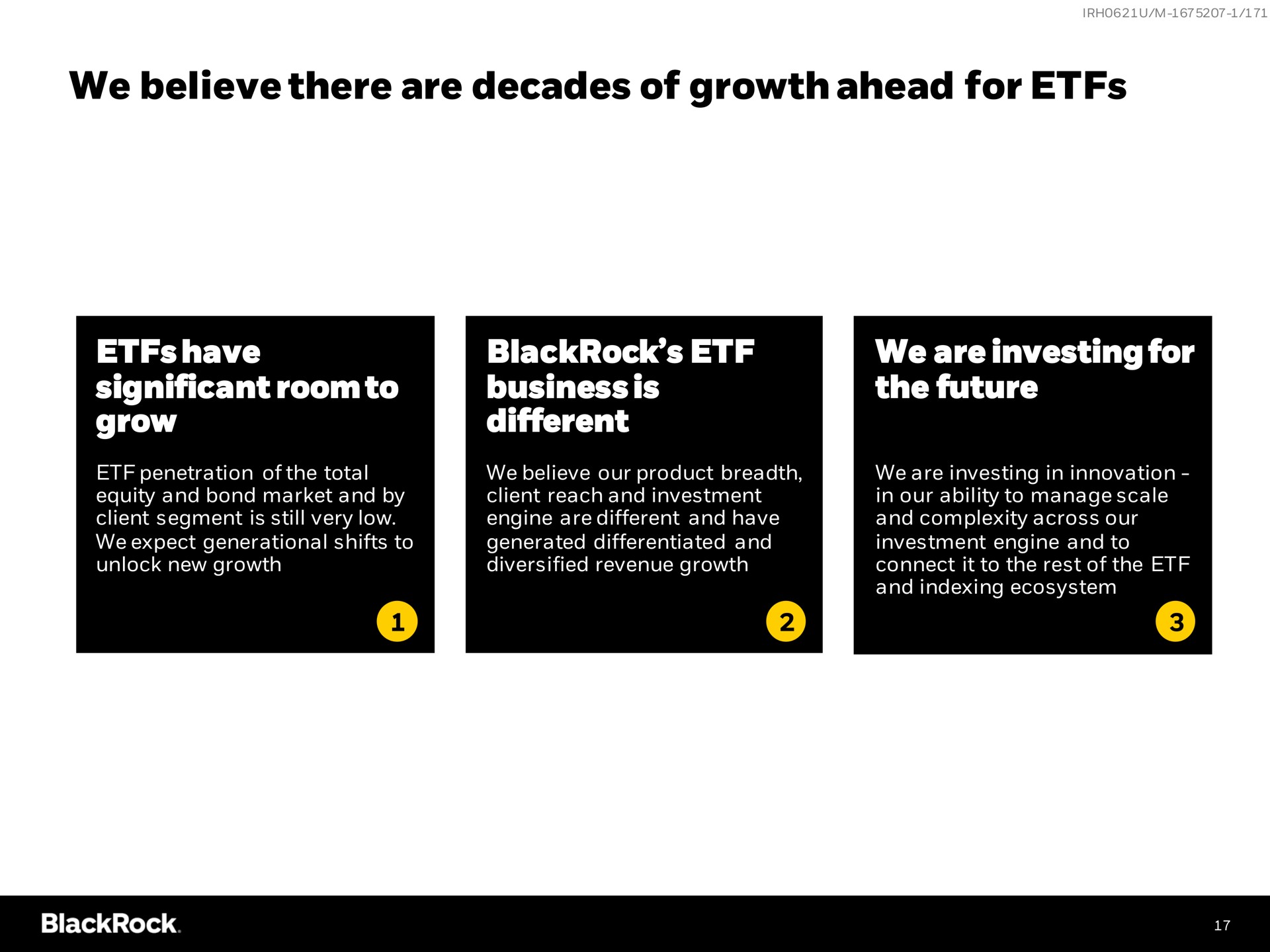 we believe there are decades of growth ahead for have significant room to grow business is different we are investing for the future | BlackRock