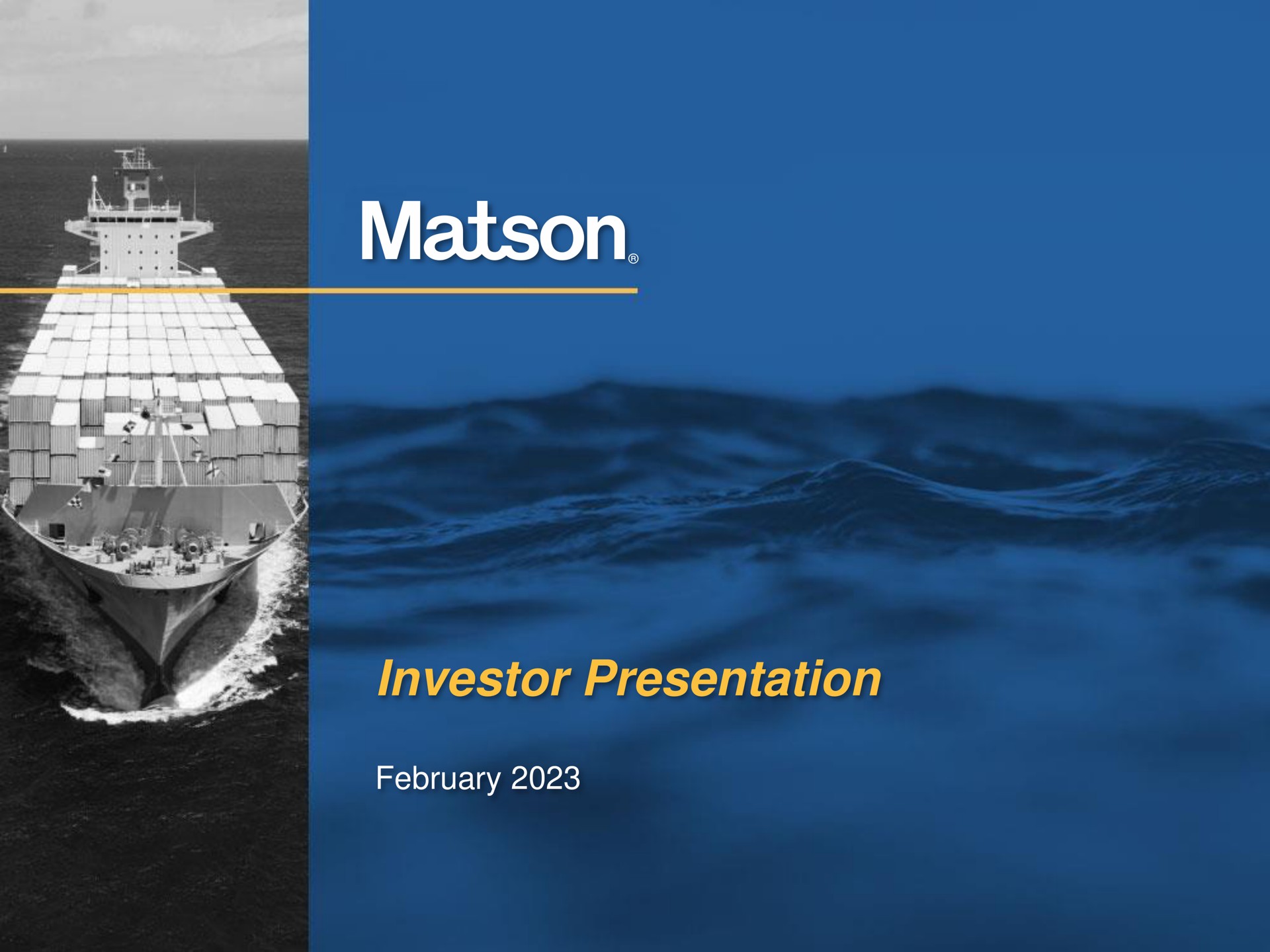 investor presentation in | Matson