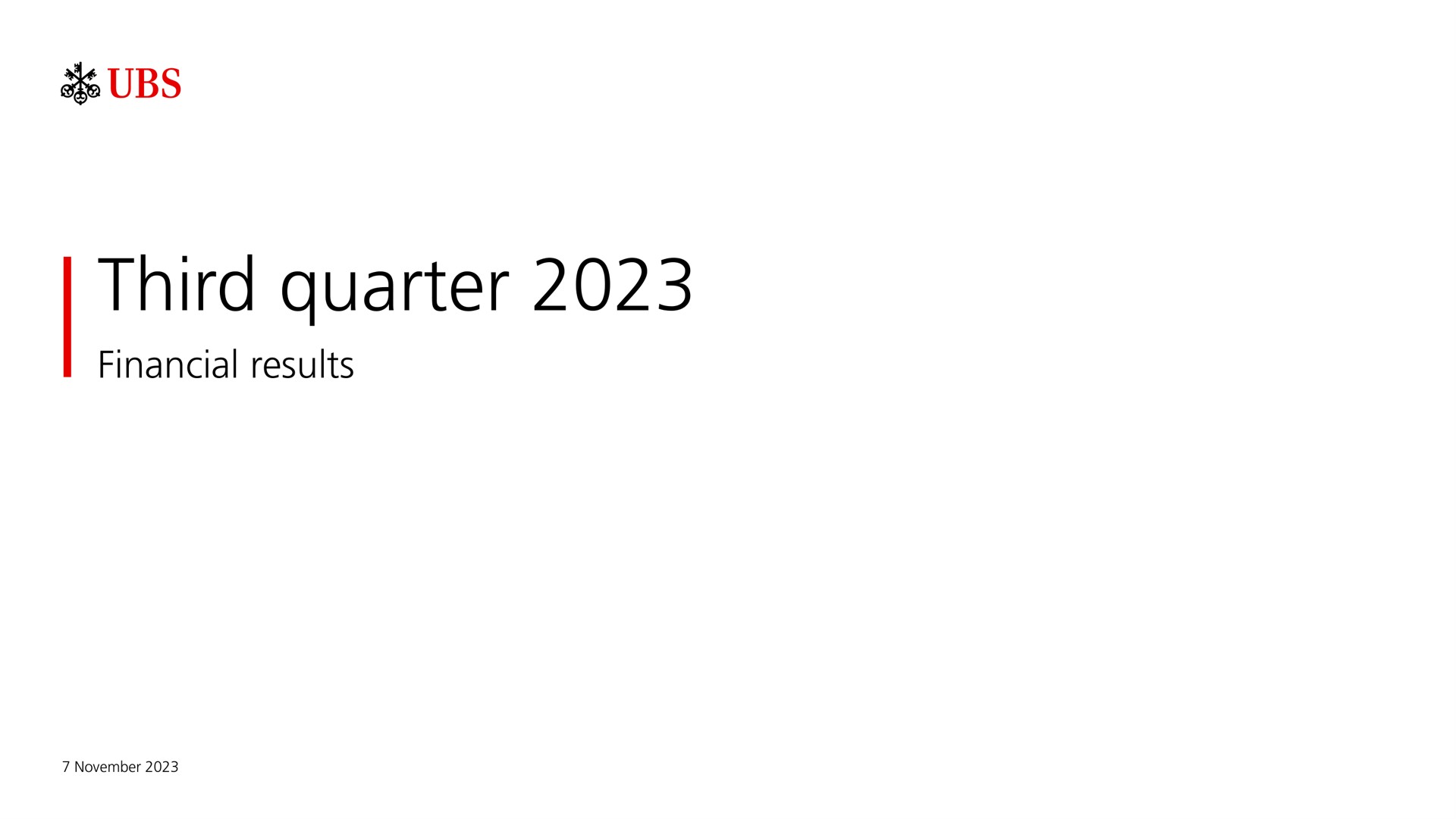 third quarter financial results a | UBS